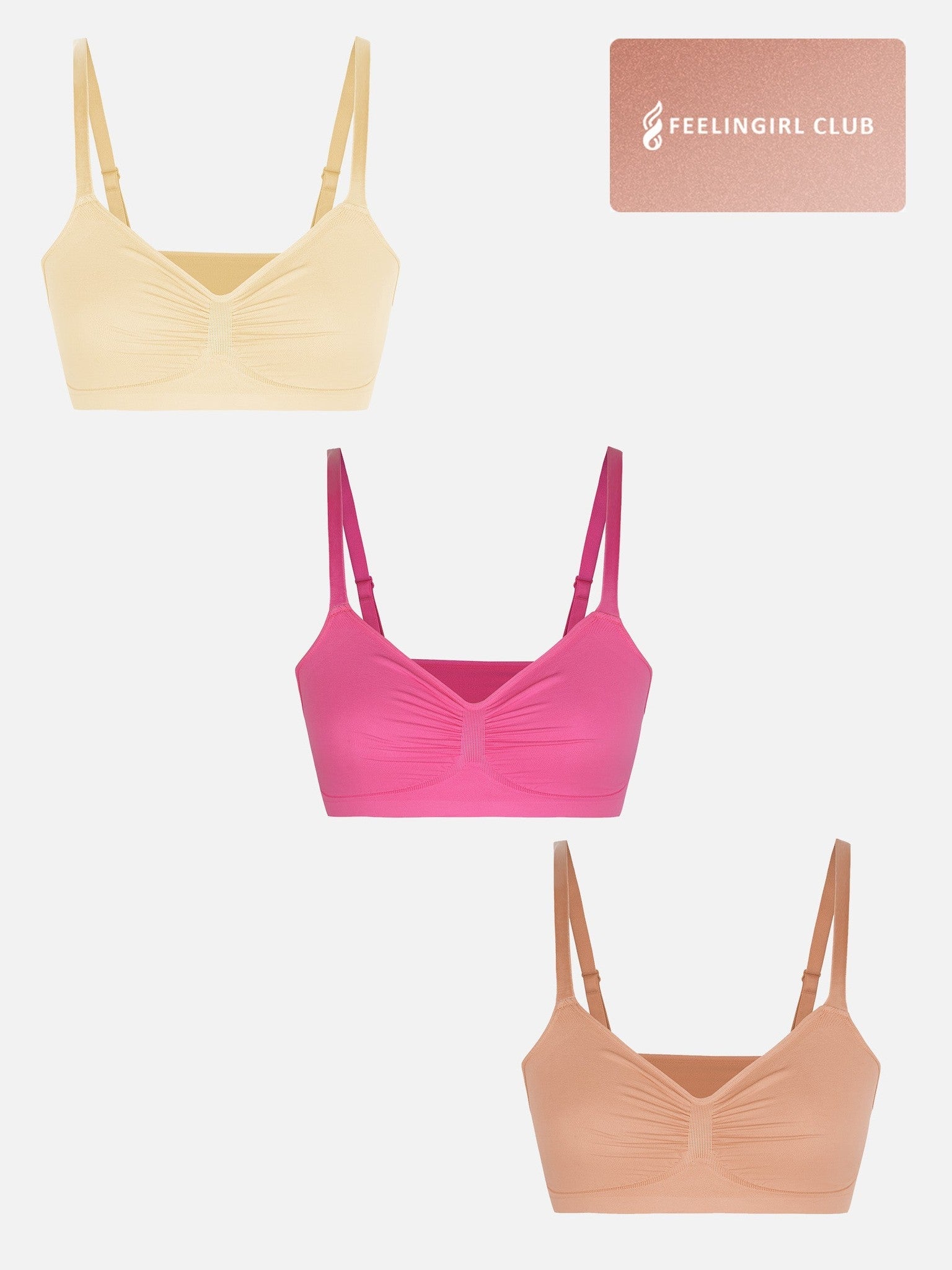 3-Pack Seamless Smooth Wireless Bra Bundle