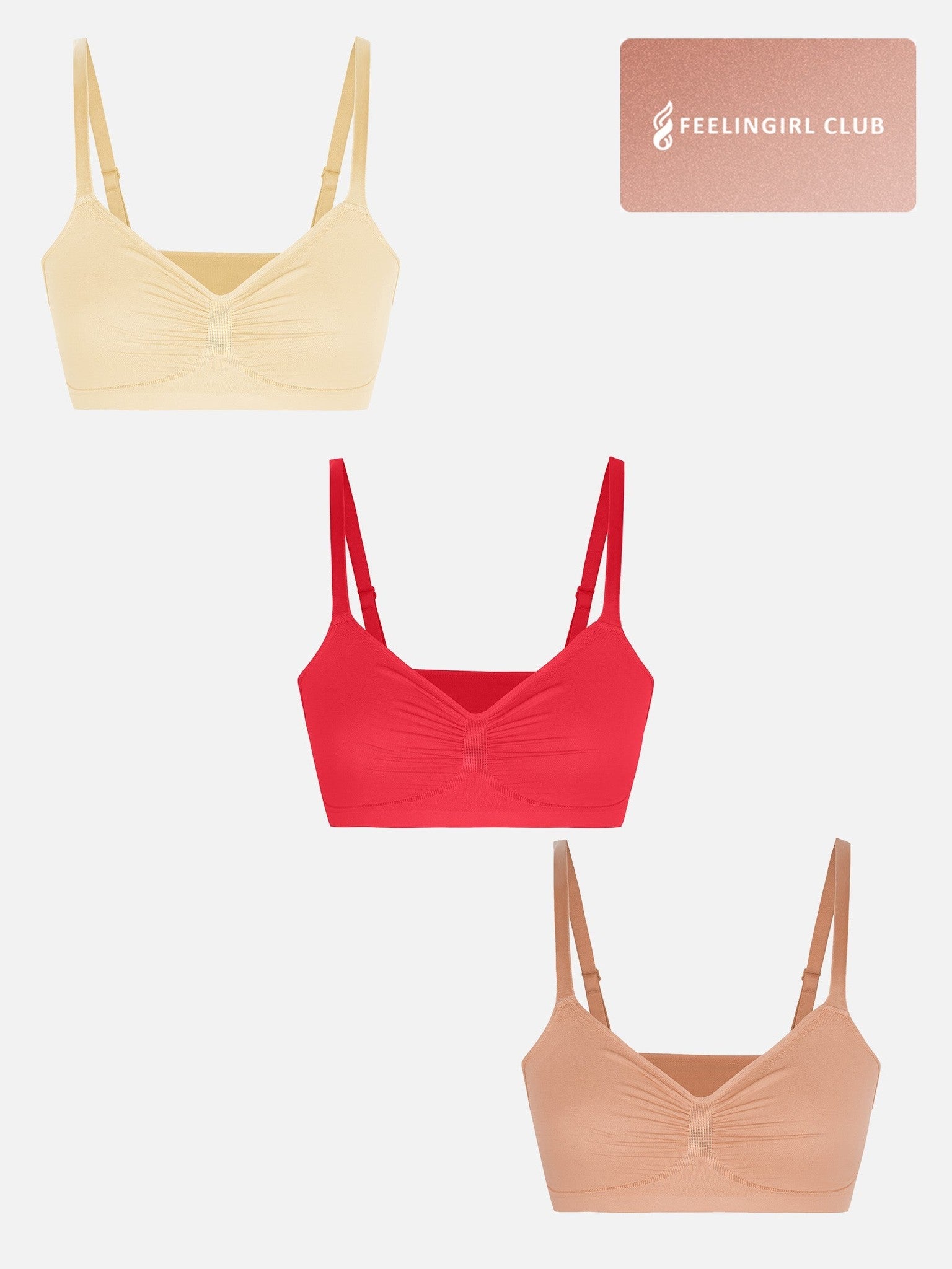 3-Pack Seamless Smooth Wireless Bra Bundle