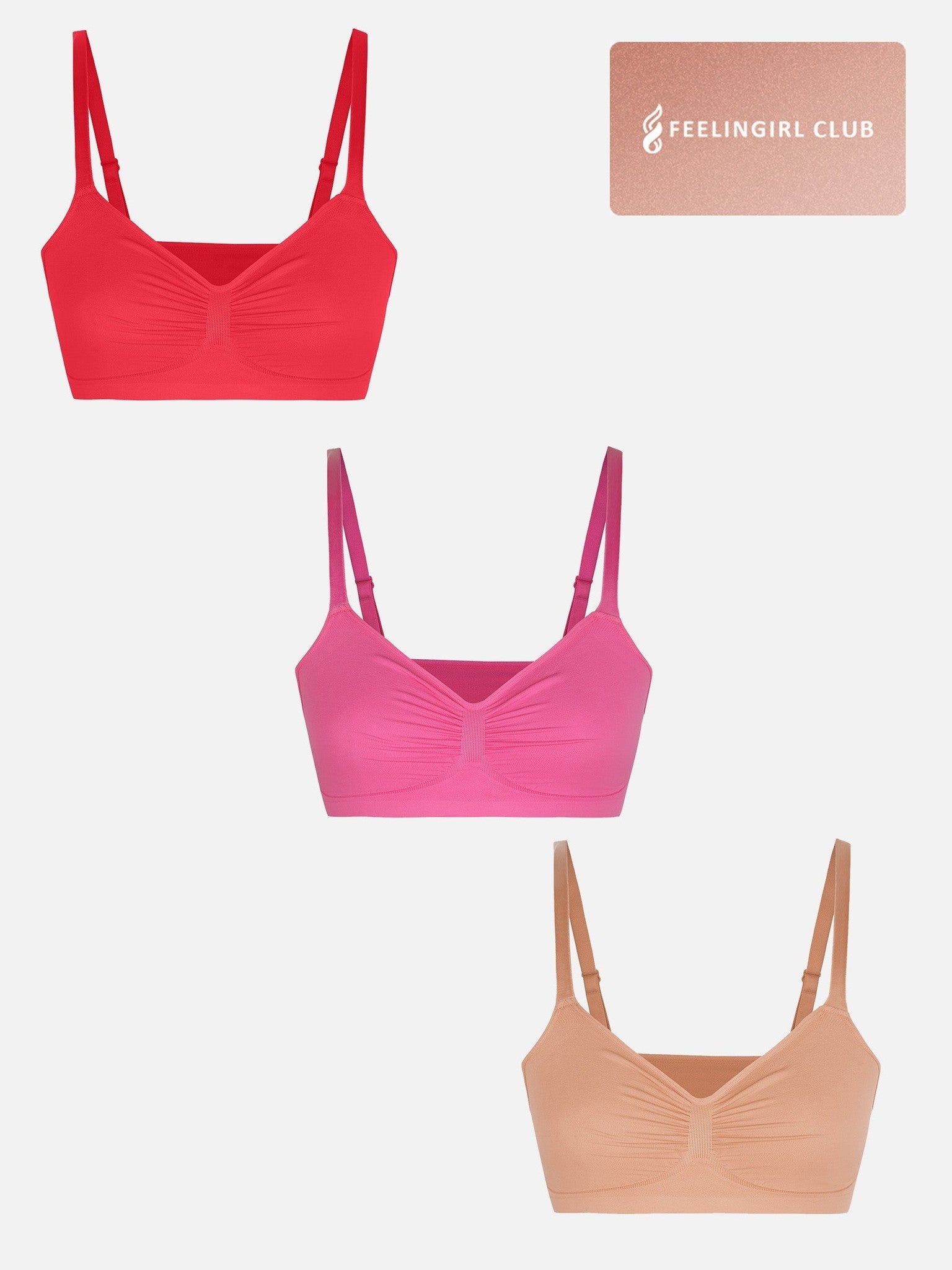 3-Pack Seamless Smooth Wireless Bra Bundle