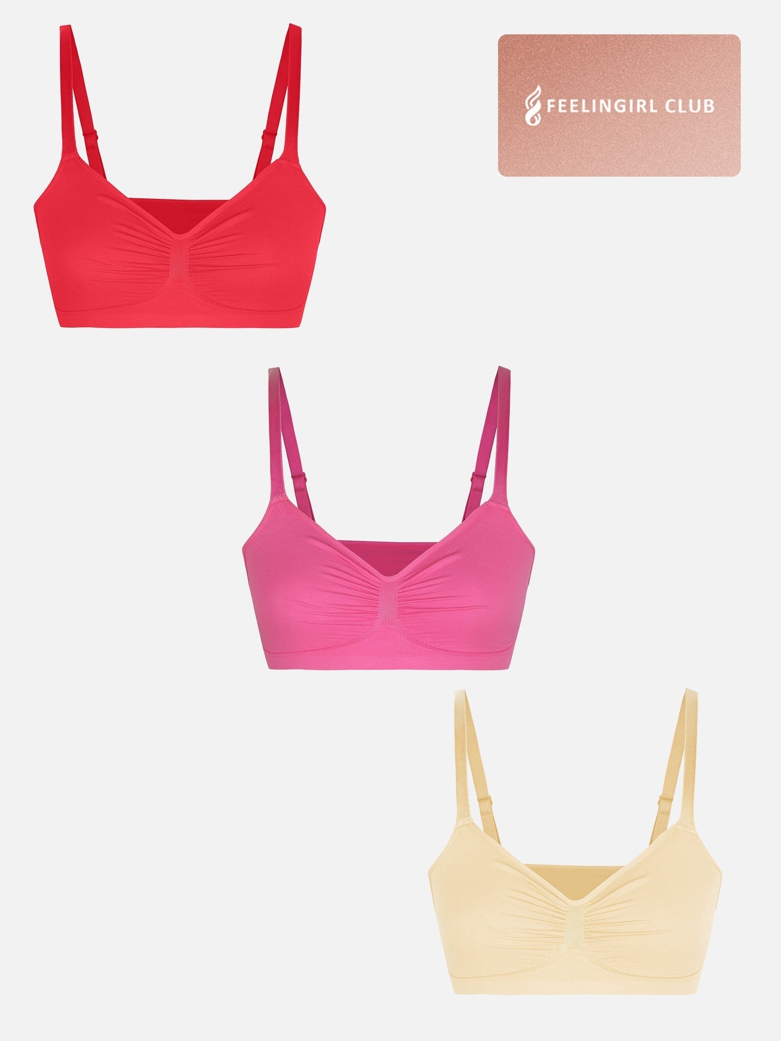 3-Pack Seamless Smooth Wireless Bra Bundle