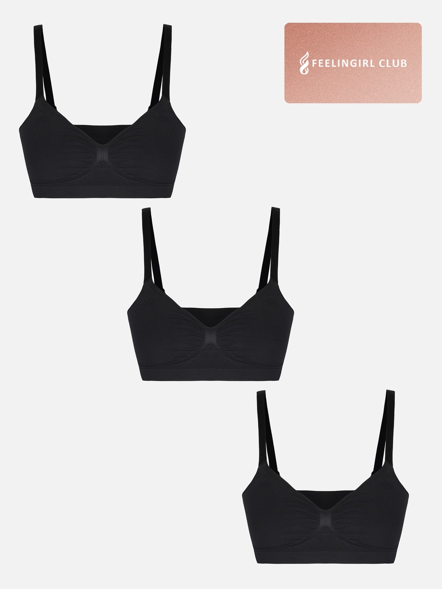 3-Pack Seamless Smooth Wireless Bra Bundle