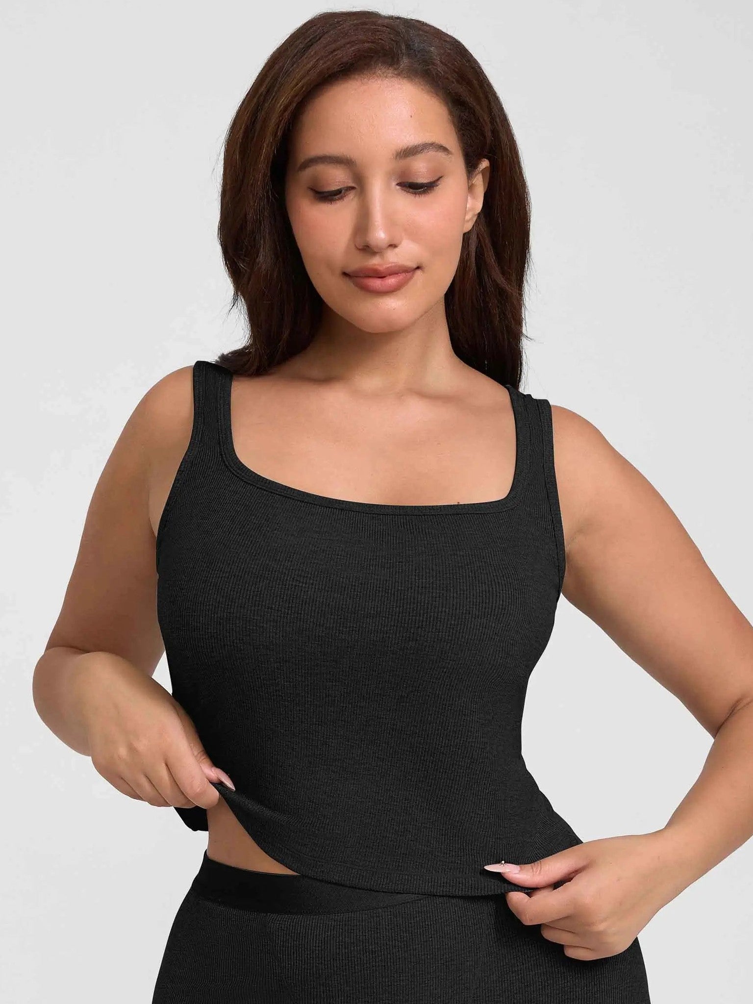 Feelingirl Breathable Ribbed Sleeveless Tank Top