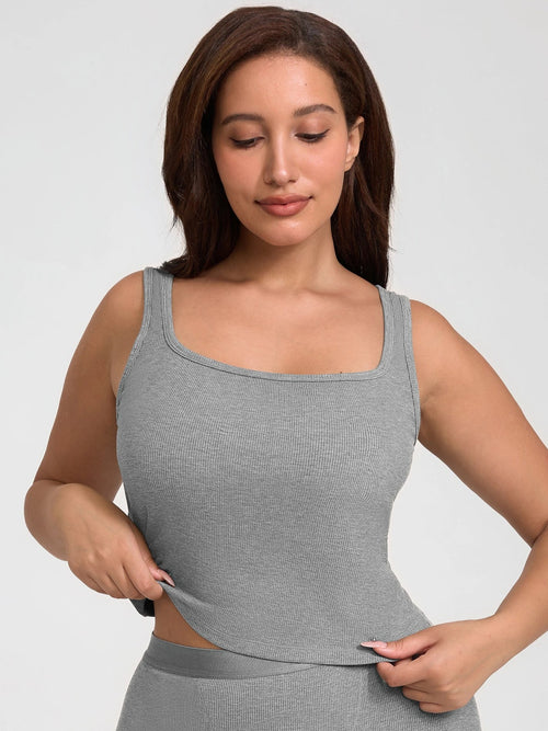 Feelingirl Breathable Ribbed Sleeveless Tank Top