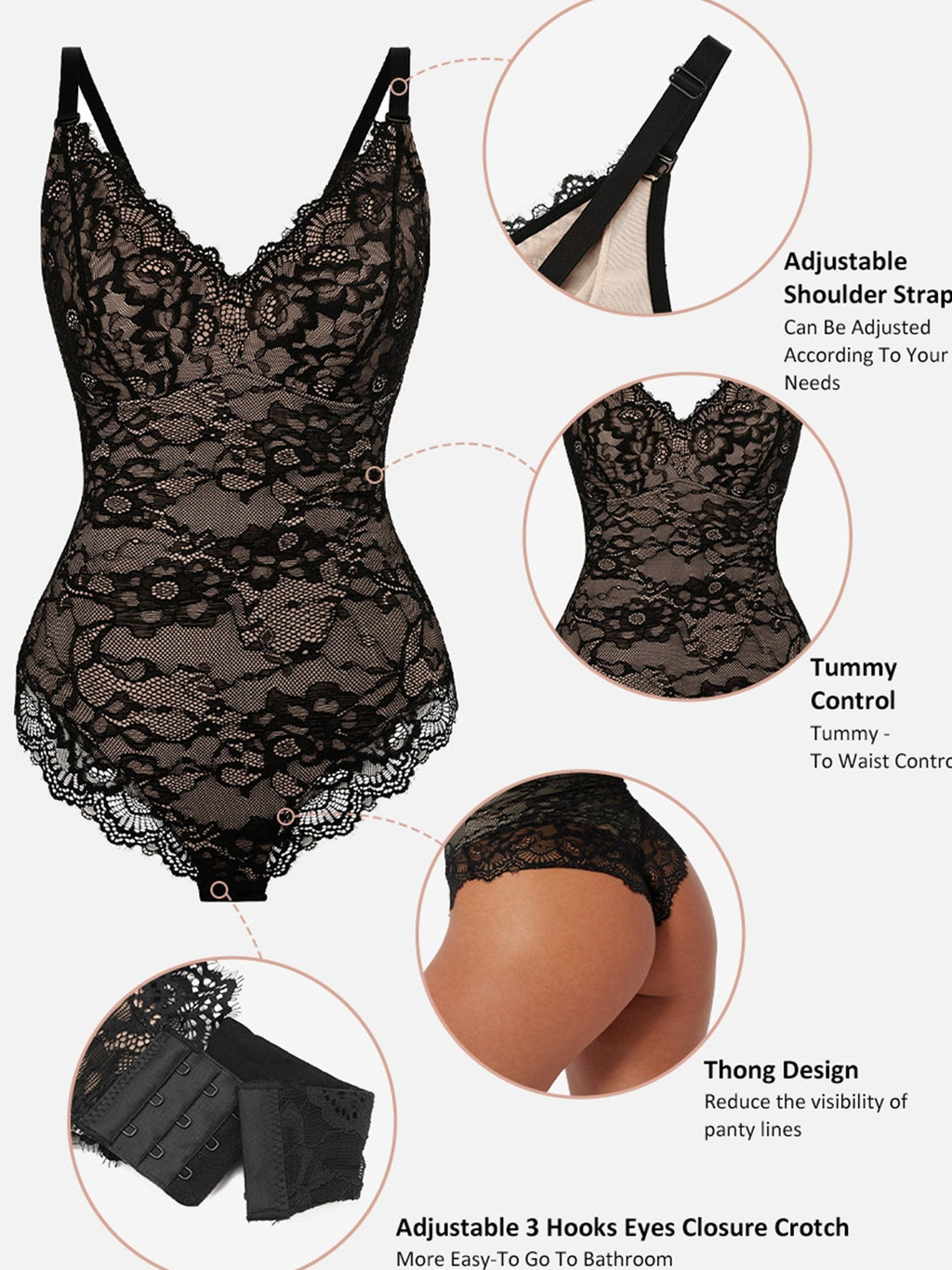 2-Pack Lace V Neck Bodysuit Bundle