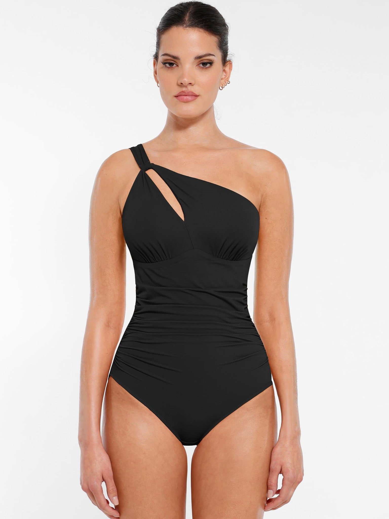 Feelingirl One-Shoulder Hollow-Out Tummy Control Swimsuit