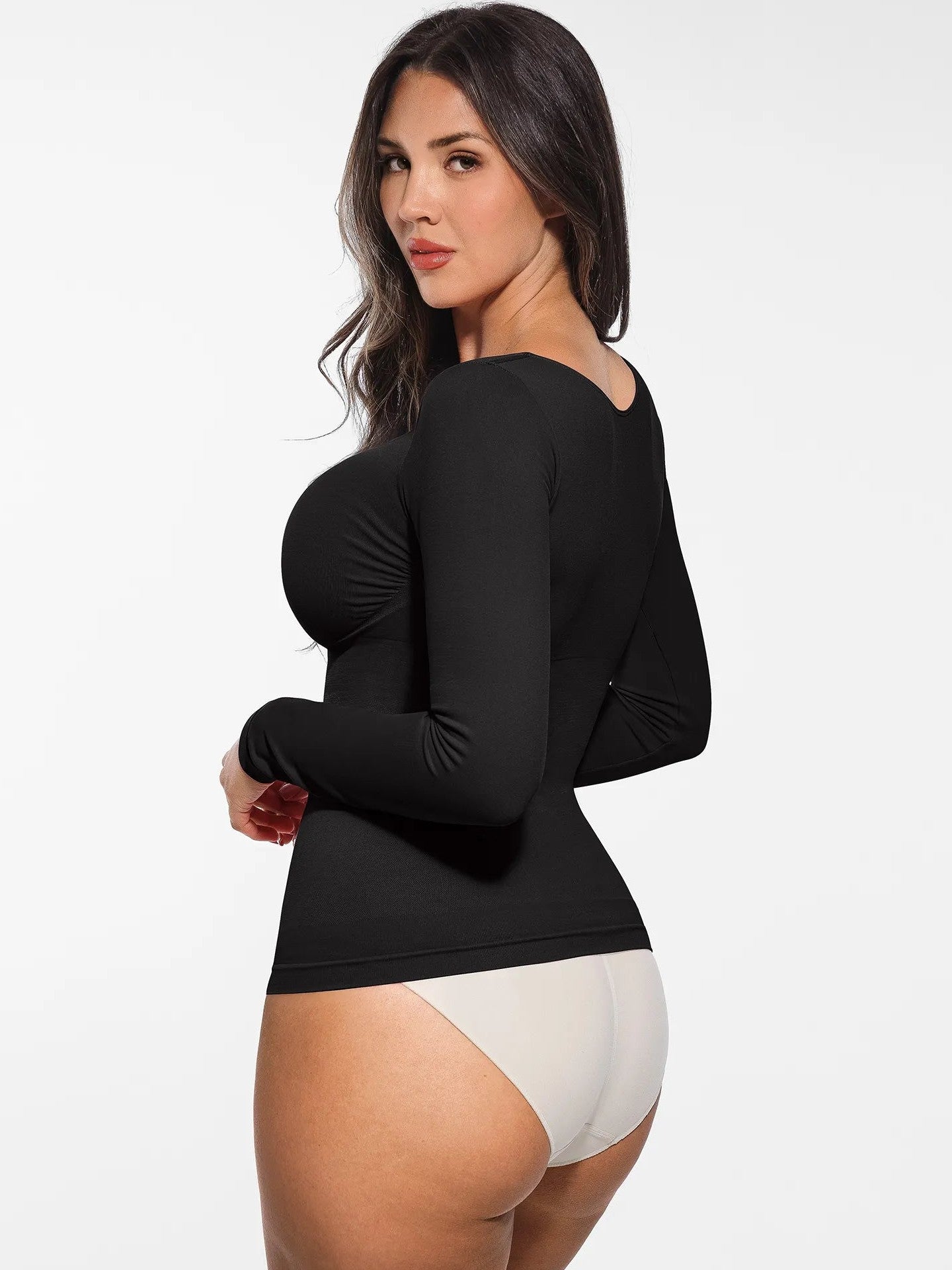 Seamless Long Sleeve Tummy Control Thong Bodysuit
