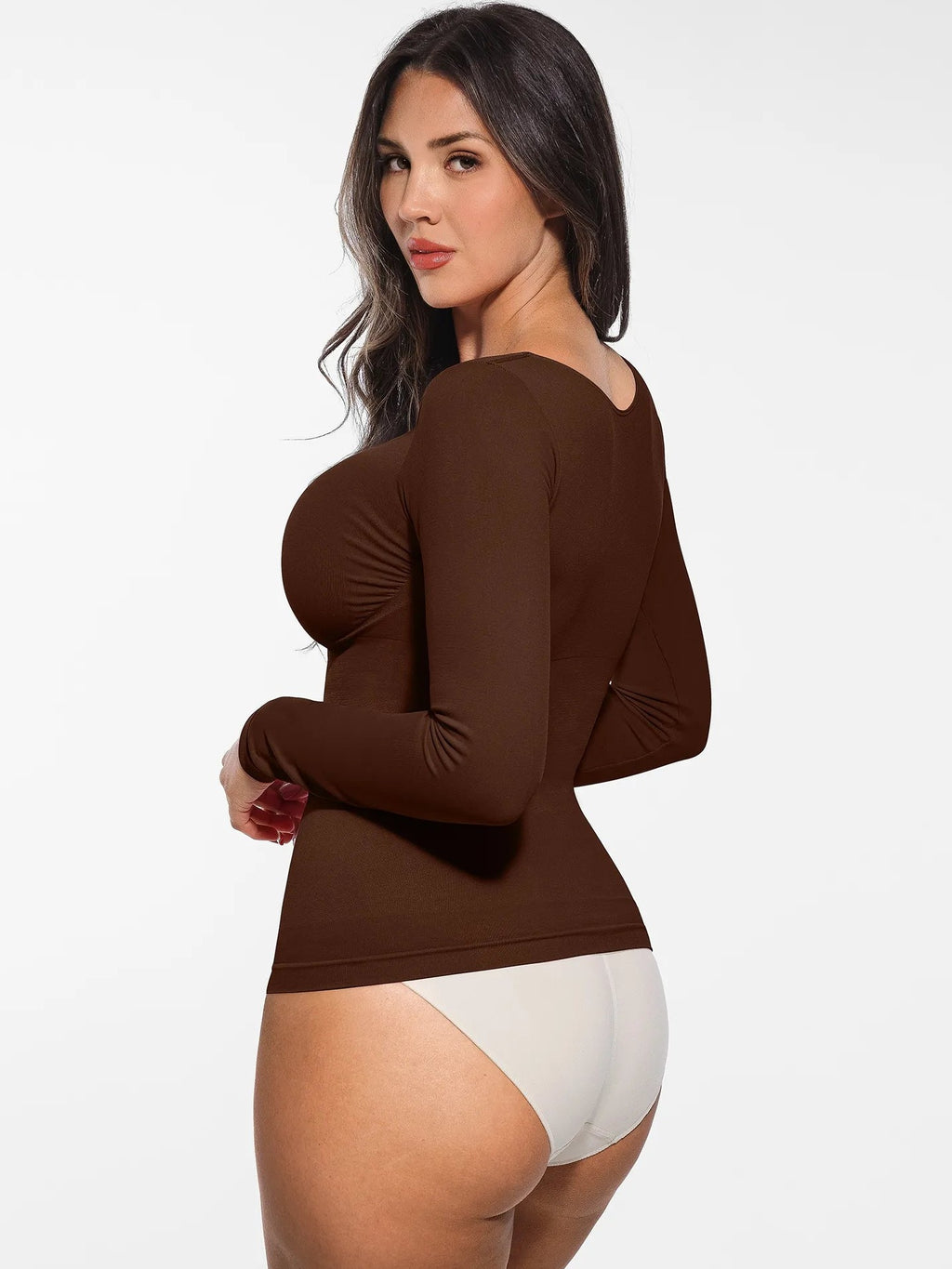 Seamless Long Sleeve Tummy Control Thong Bodysuit