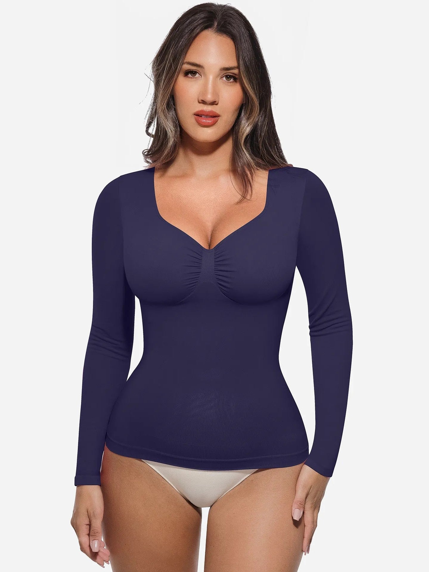 Seamless Long Sleeve Tummy Control Thong Bodysuit