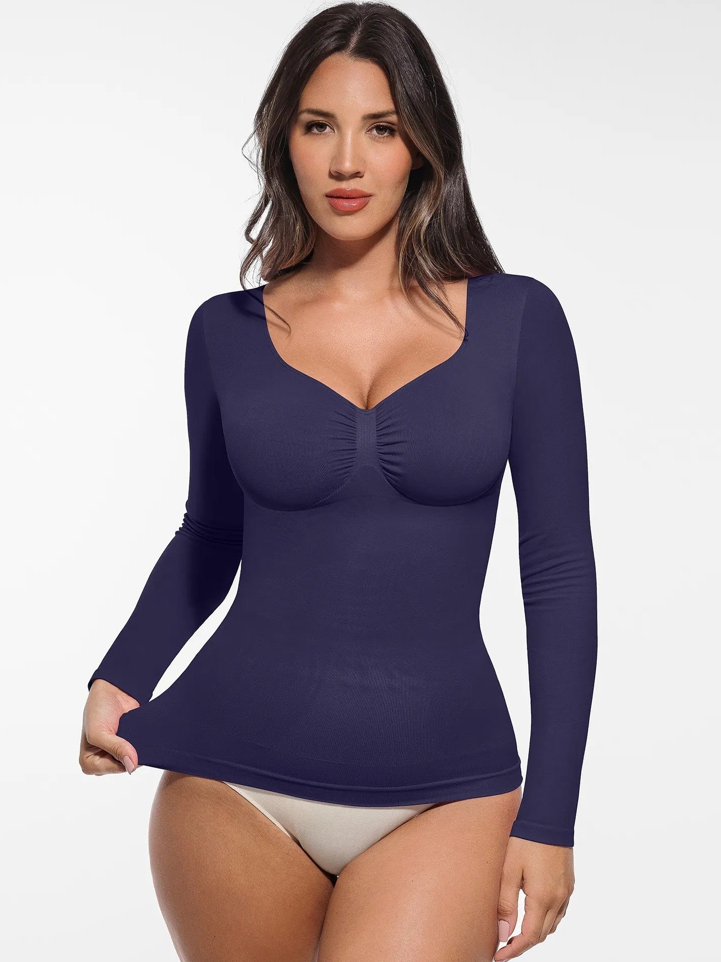 Seamless Long Sleeve Tummy Control Thong Bodysuit
