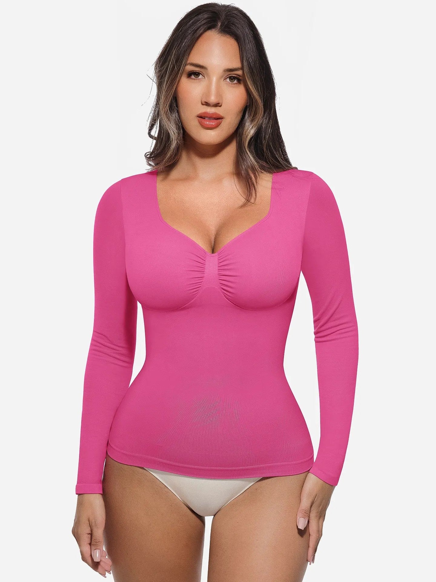 Seamless Long Sleeve Tummy Control Thong Bodysuit