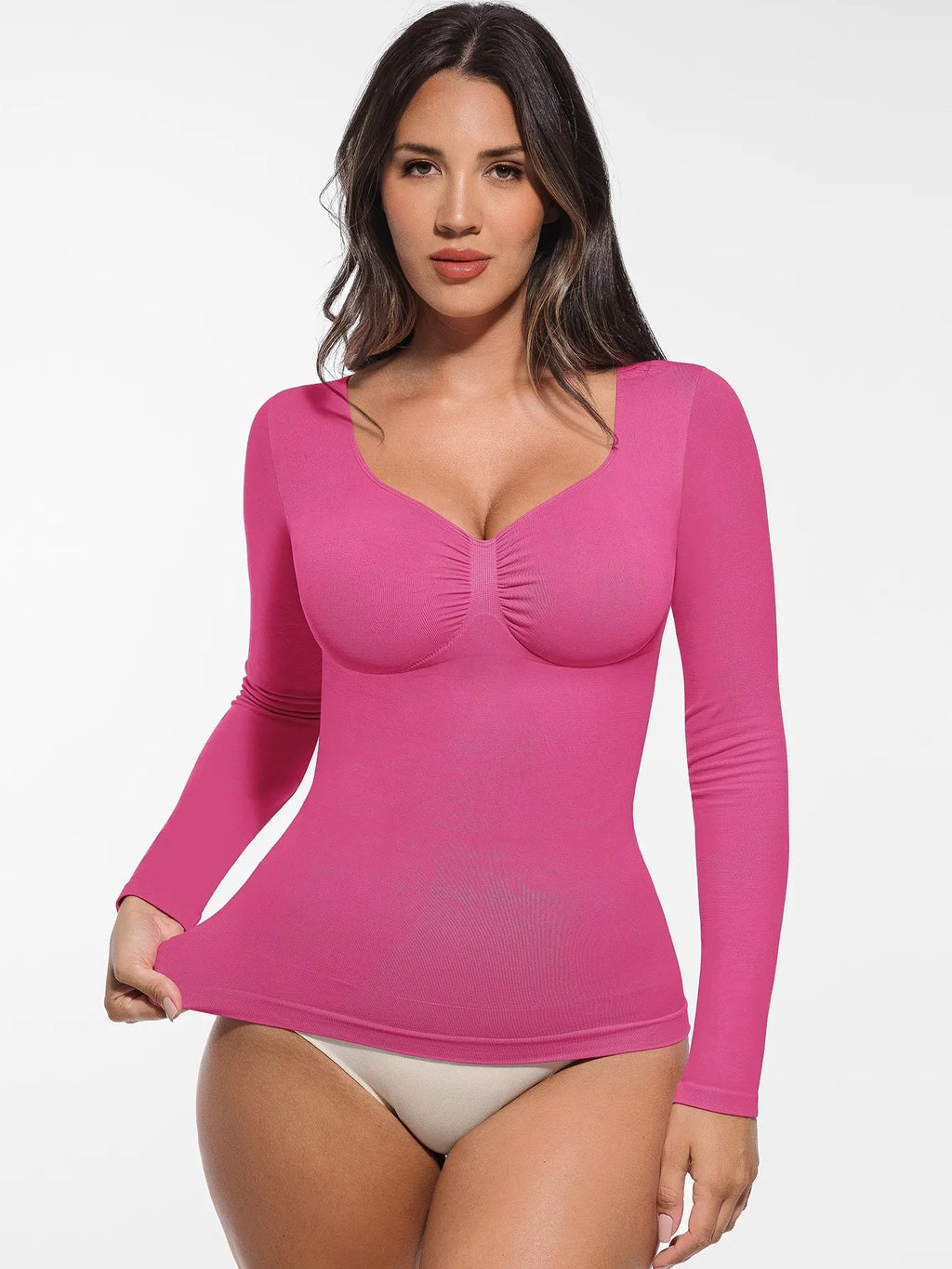Seamless Long Sleeve Tummy Control Thong Bodysuit