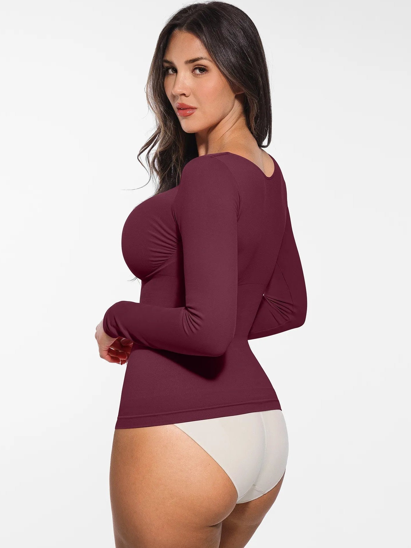 Seamless Long Sleeve Tummy Control Thong Bodysuit
