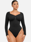 Seamless Long Sleeve Tummy Control Thong Bodysuit
