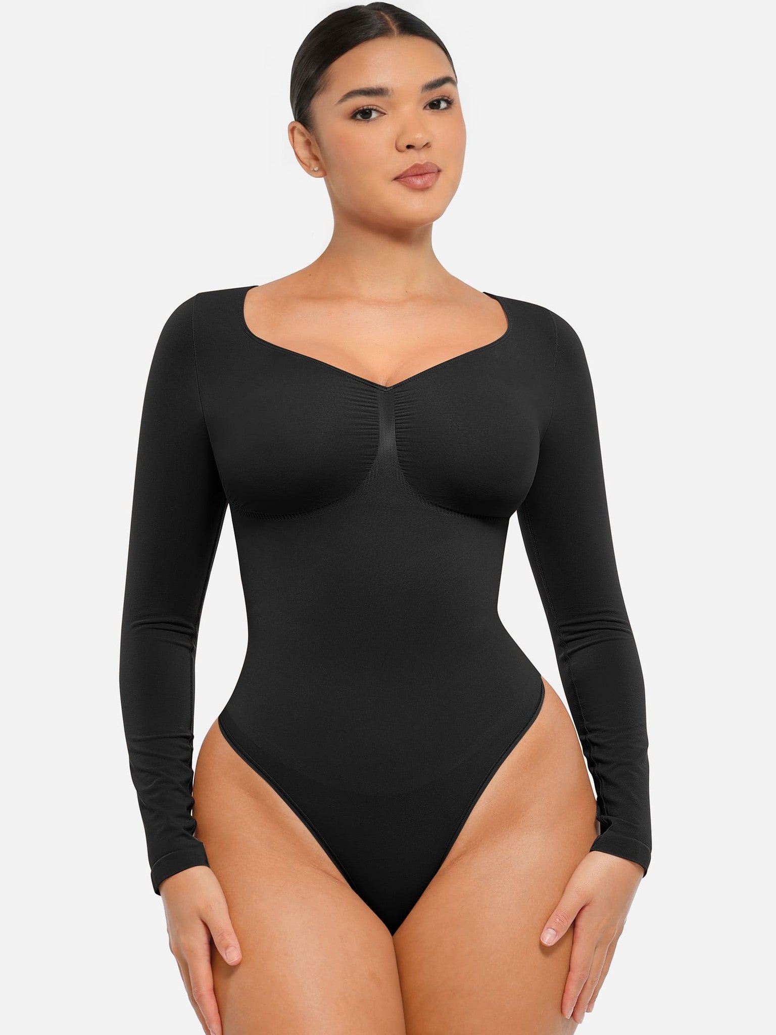 Seamless Long Sleeve Tummy Control Thong Bodysuit