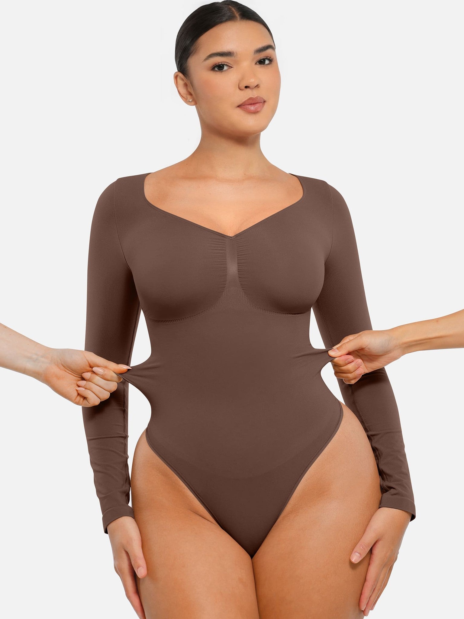 Seamless Long Sleeve Tummy Control Thong Bodysuit