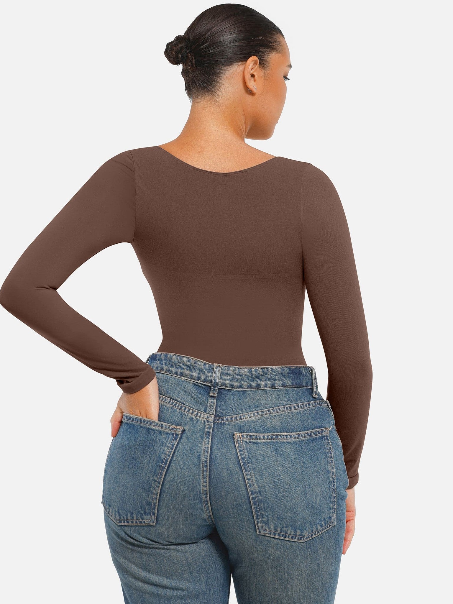 Seamless Long Sleeve Tummy Control Thong Bodysuit