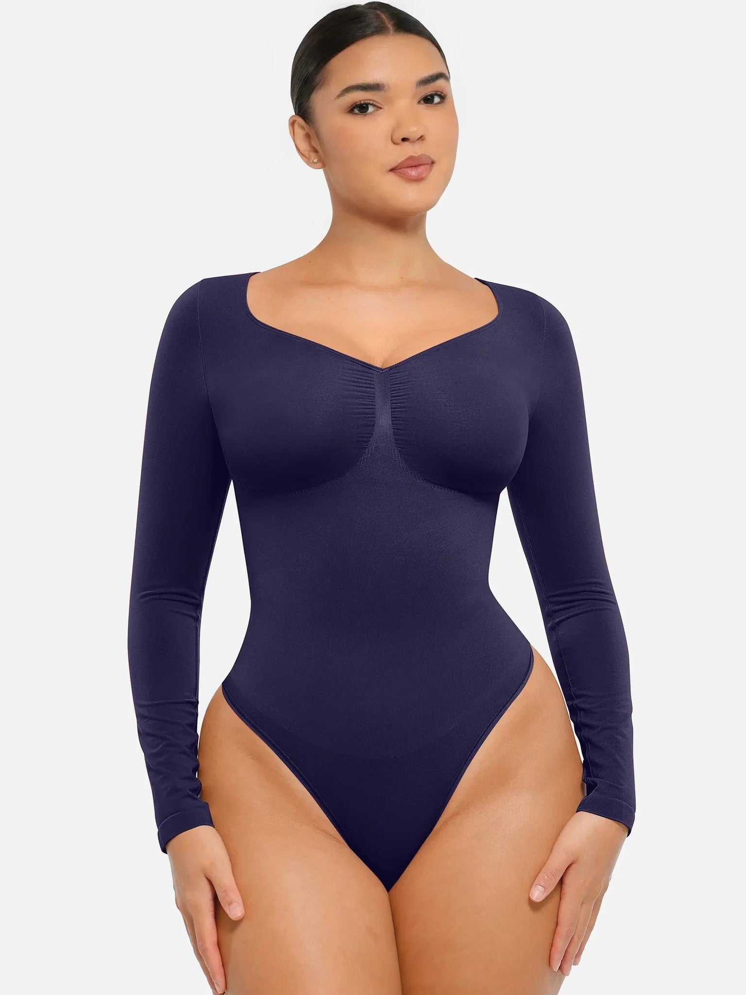 Seamless Long Sleeve Tummy Control Thong Bodysuit