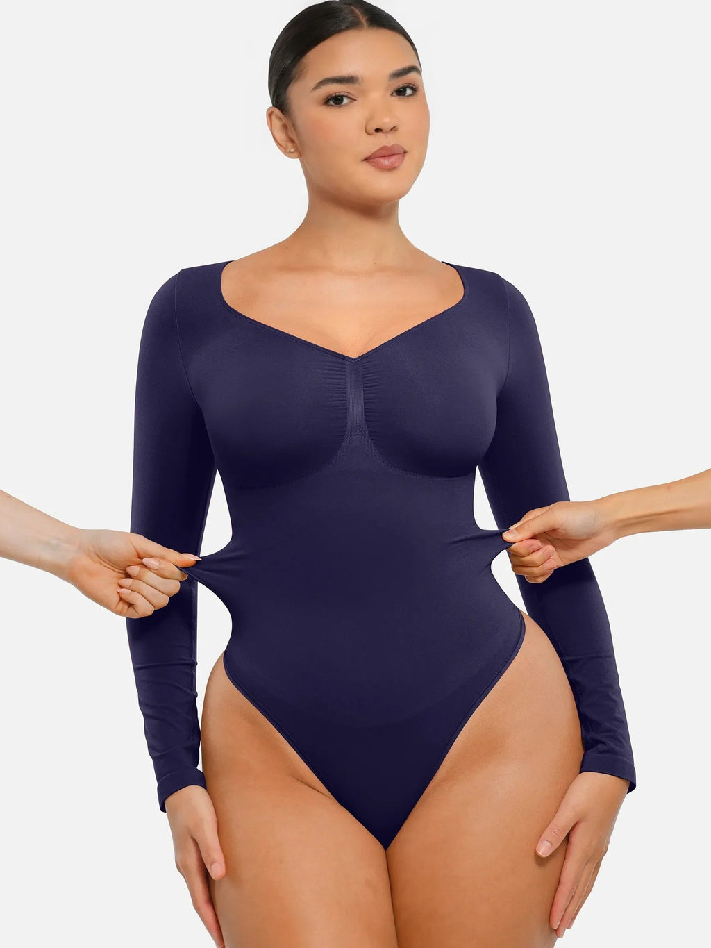 Seamless Long Sleeve Tummy Control Thong Bodysuit