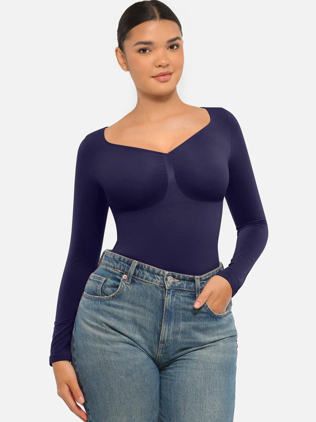 Seamless Long Sleeve Tummy Control Thong Bodysuit