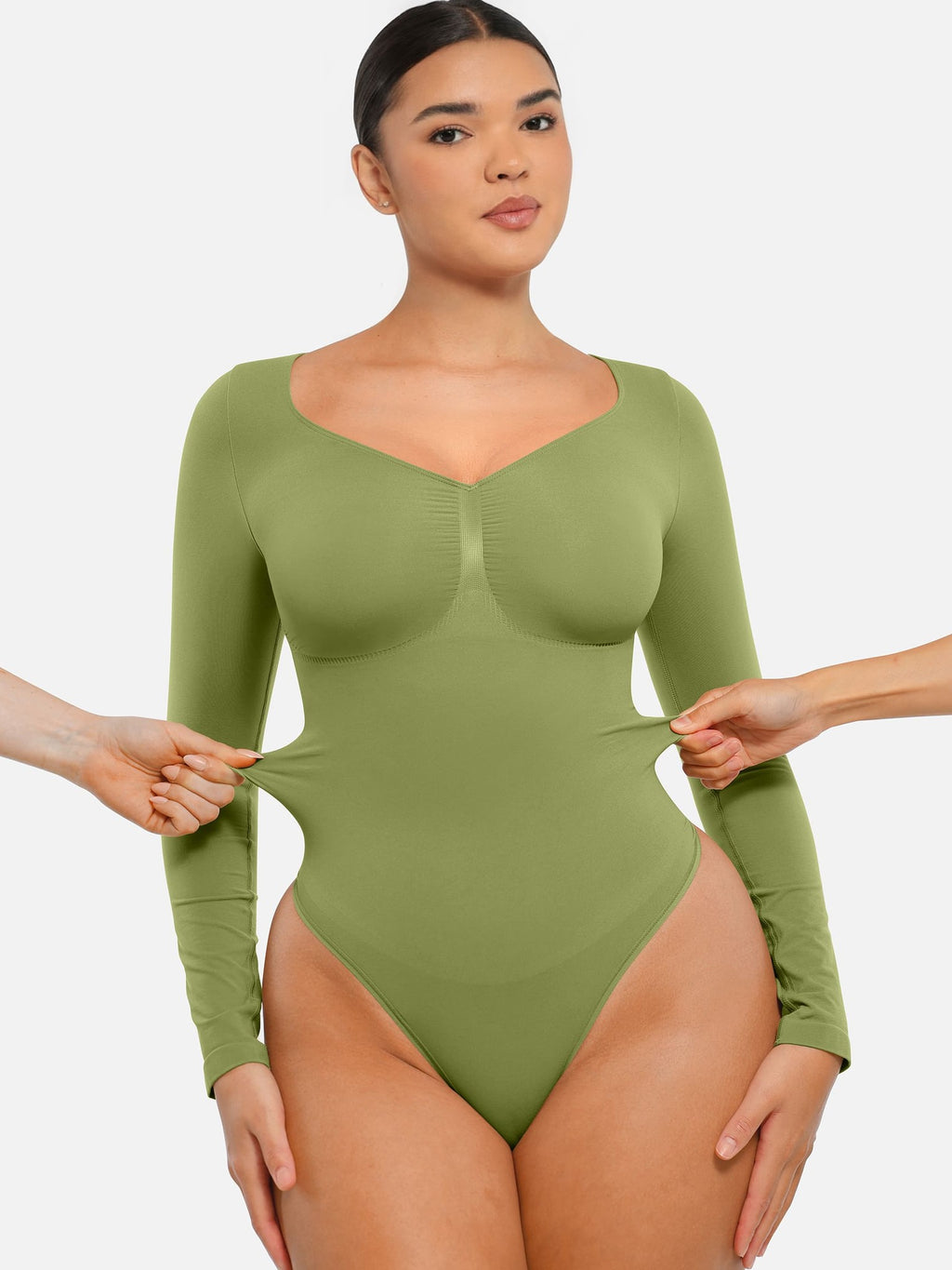 Seamless Long Sleeve Tummy Control Thong Bodysuit