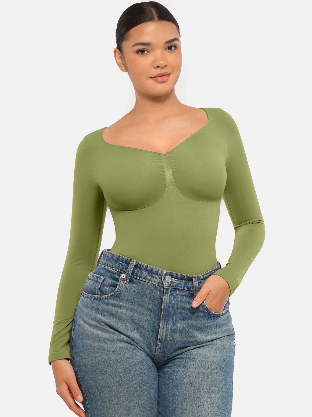 Seamless Long Sleeve Tummy Control Thong Bodysuit