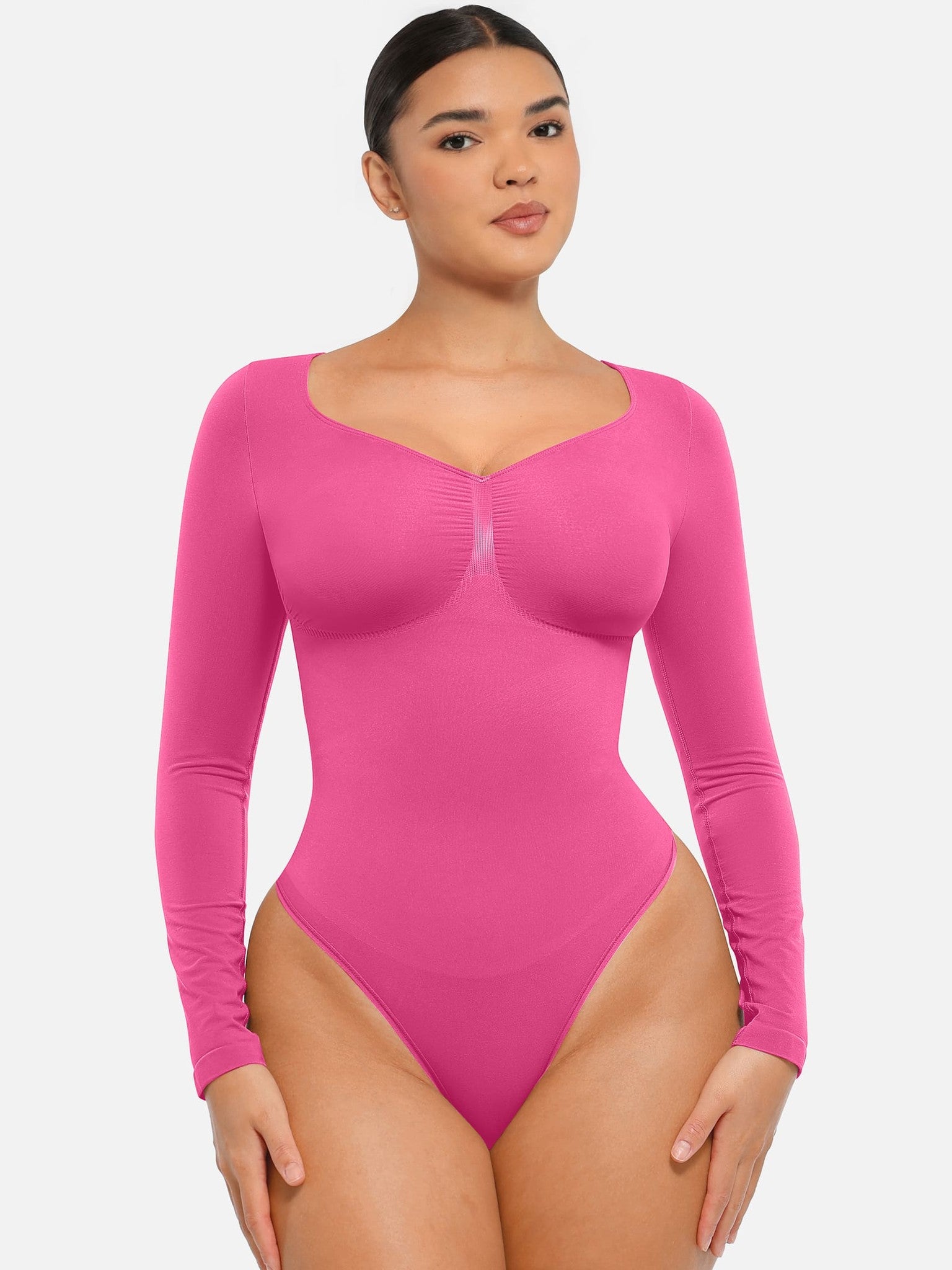 Seamless Long Sleeve Tummy Control Thong Bodysuit