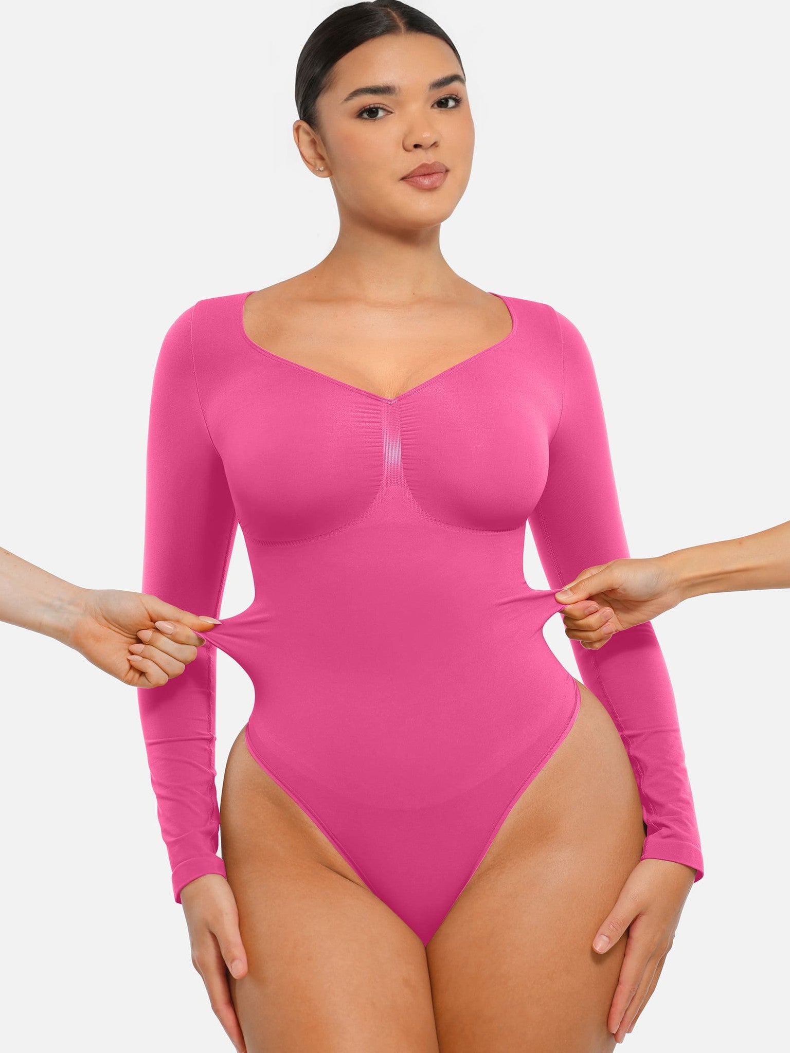Seamless Long Sleeve Tummy Control Thong Bodysuit