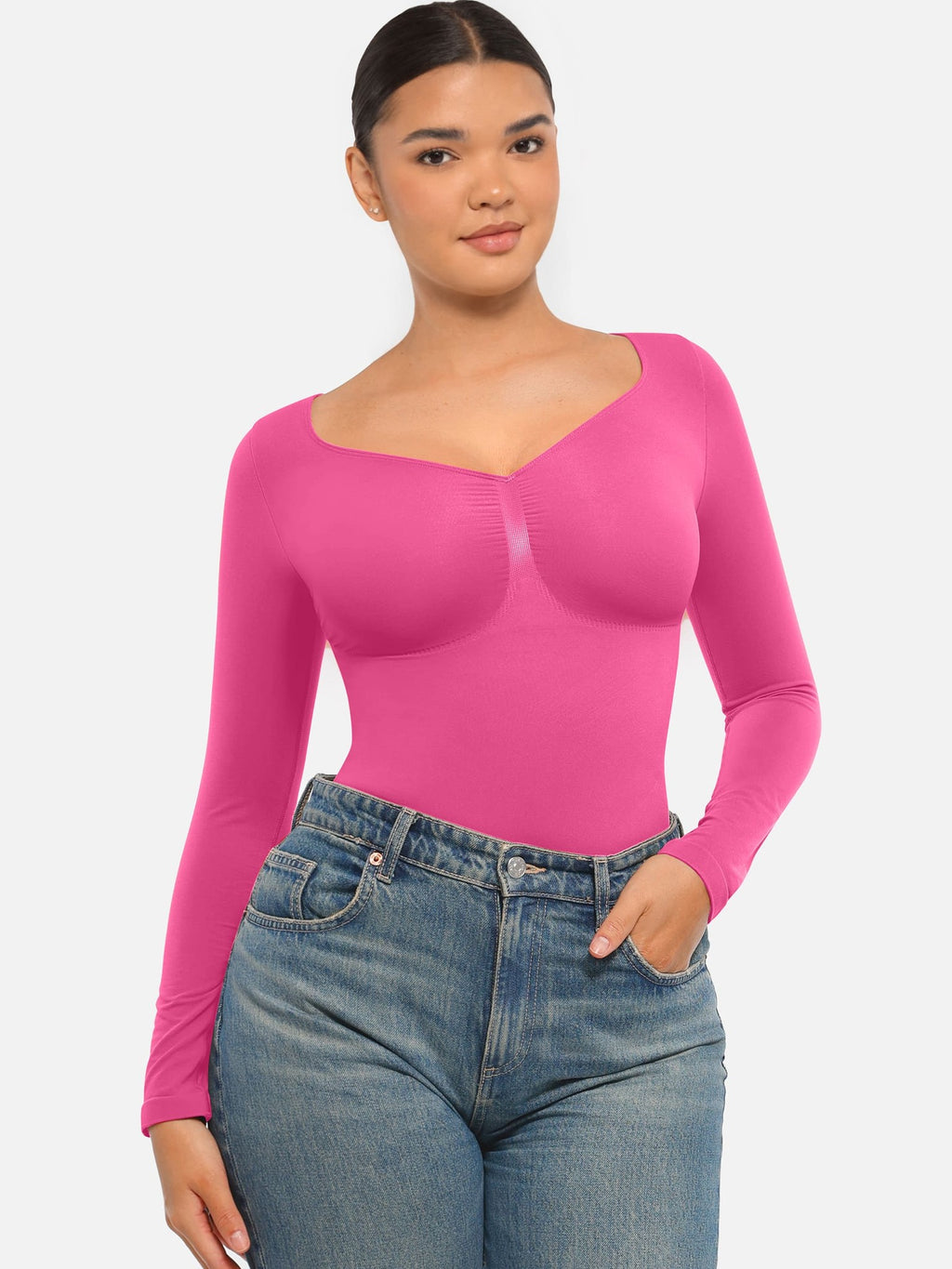 Seamless Long Sleeve Tummy Control Thong Bodysuit