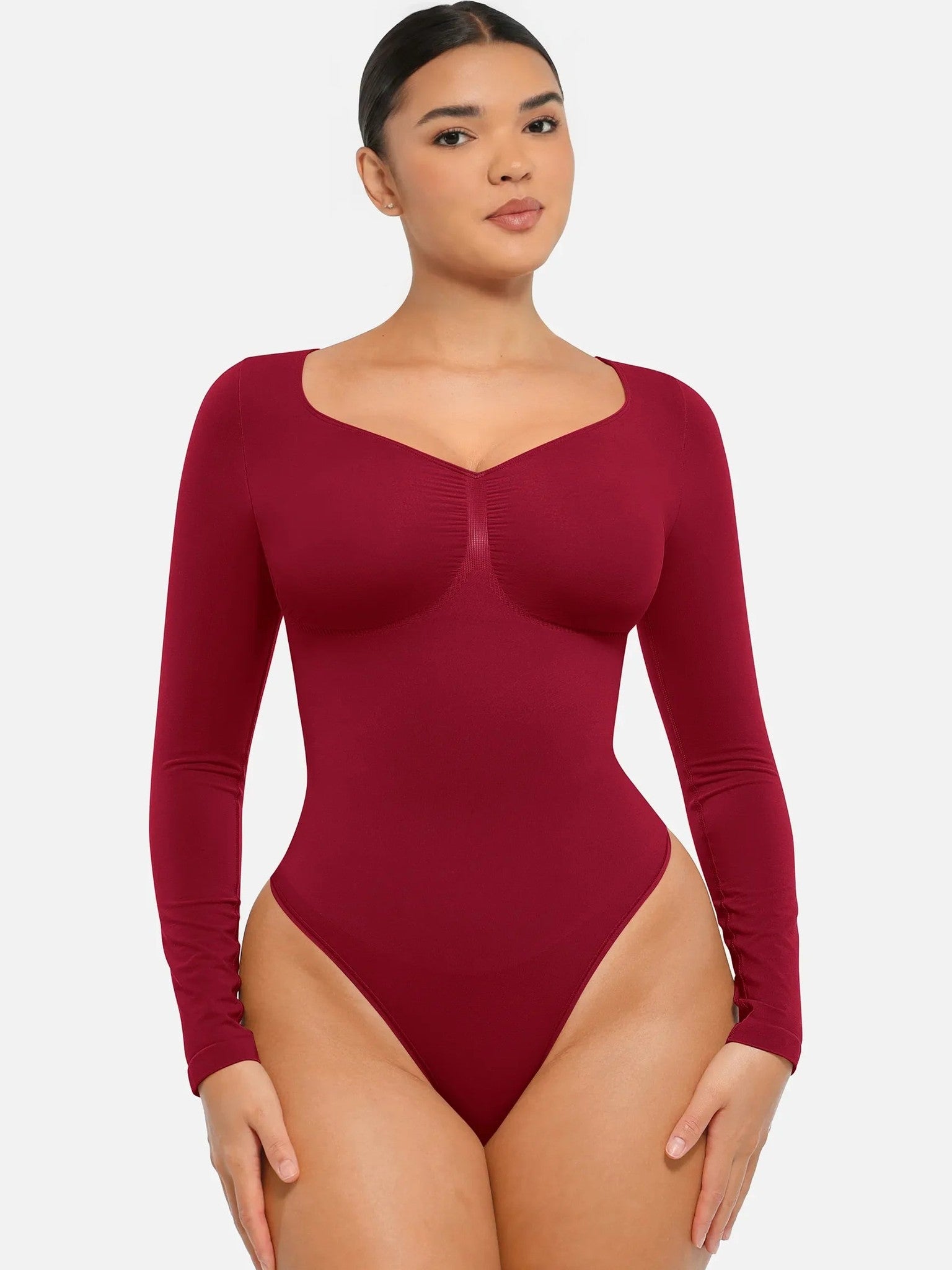Seamless Long Sleeve Tummy Control Thong Bodysuit