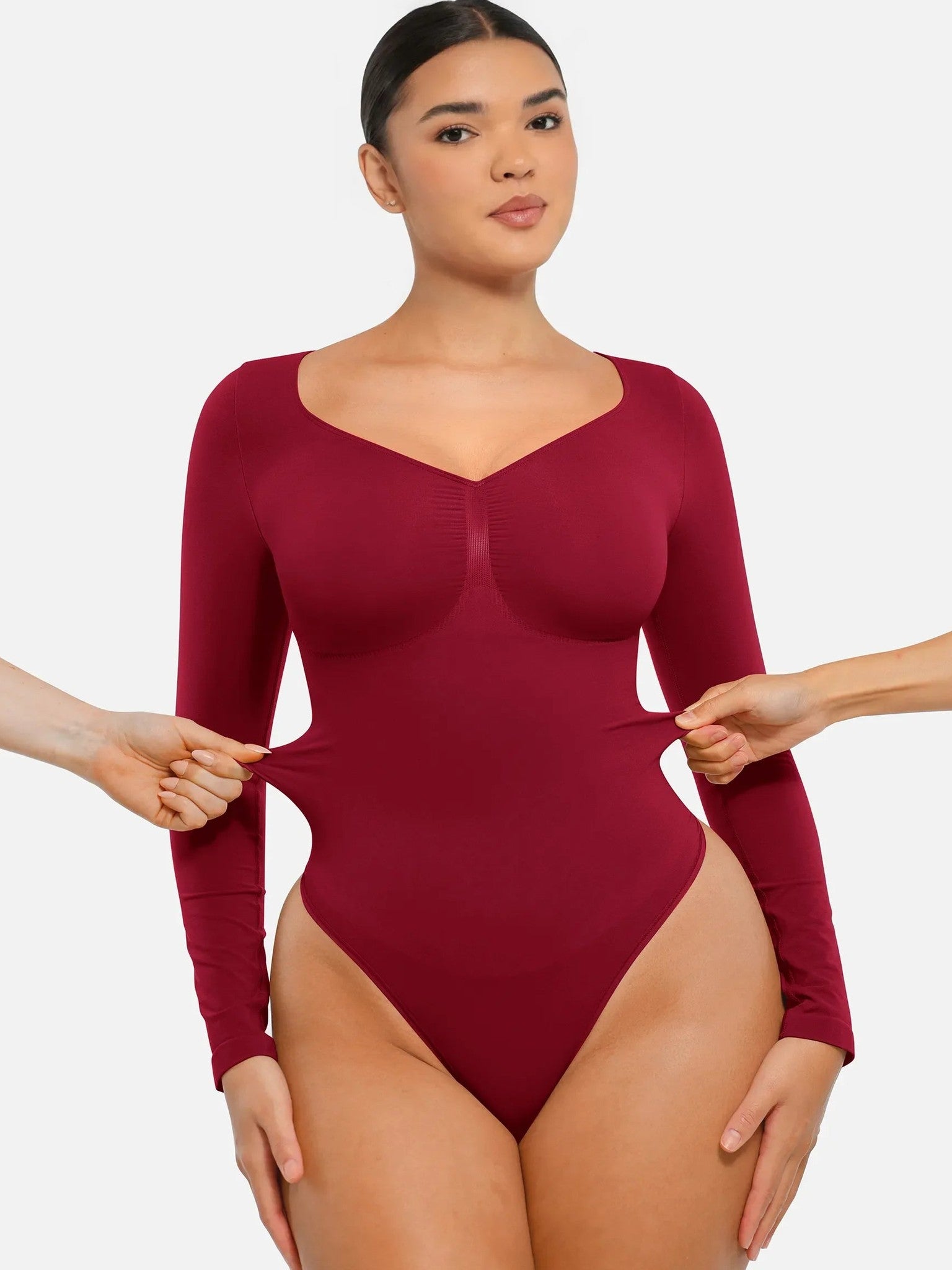 Seamless Long Sleeve Tummy Control Thong Bodysuit