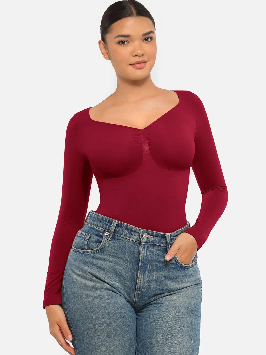 Seamless Long Sleeve Tummy Control Thong Bodysuit