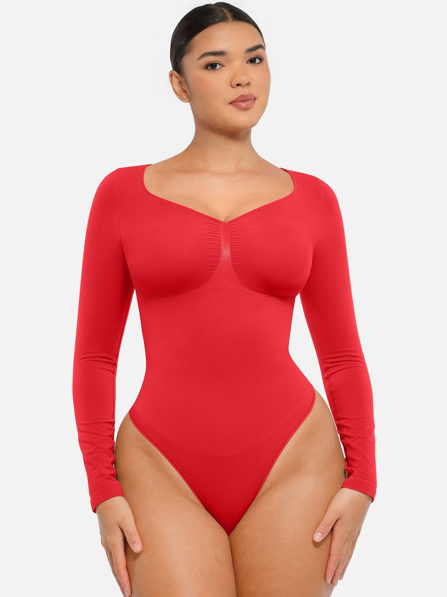 Seamless Long Sleeve Tummy Control Thong Bodysuit