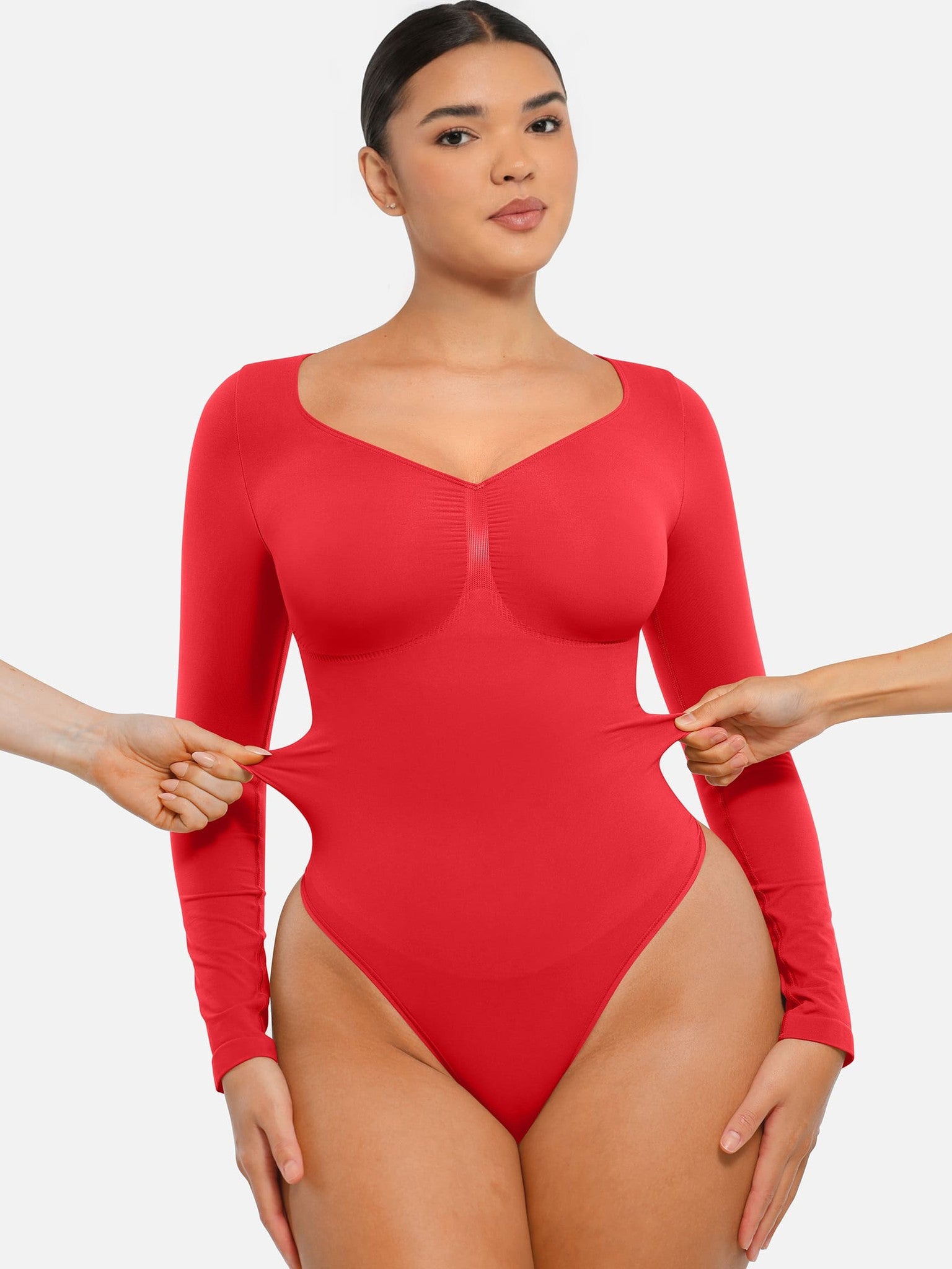 Seamless Long Sleeve Tummy Control Thong Bodysuit