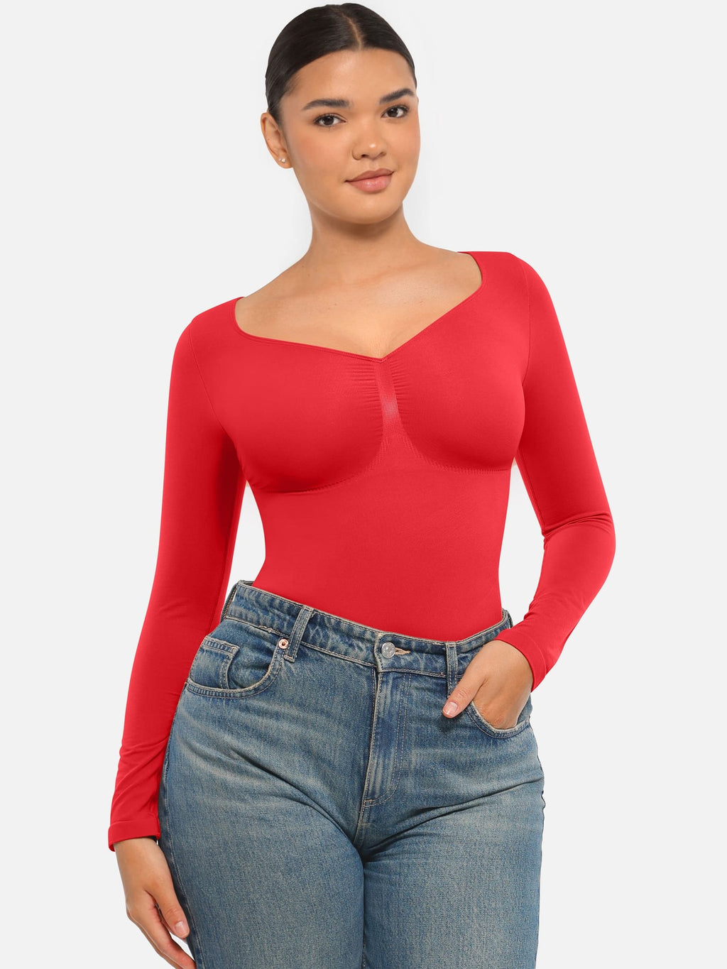 Seamless Long Sleeve Tummy Control Thong Bodysuit