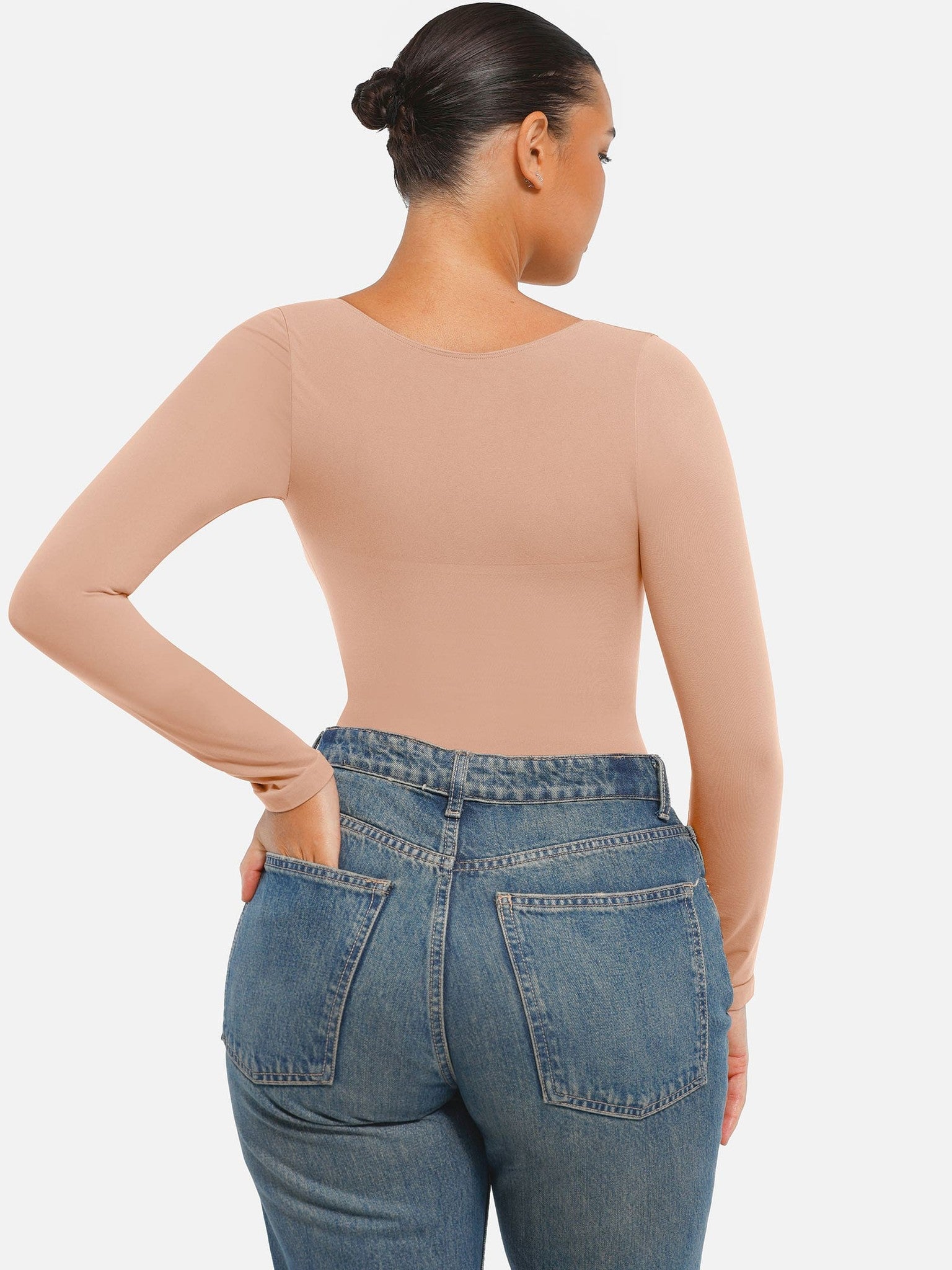 Seamless Long Sleeve Tummy Control Thong Bodysuit
