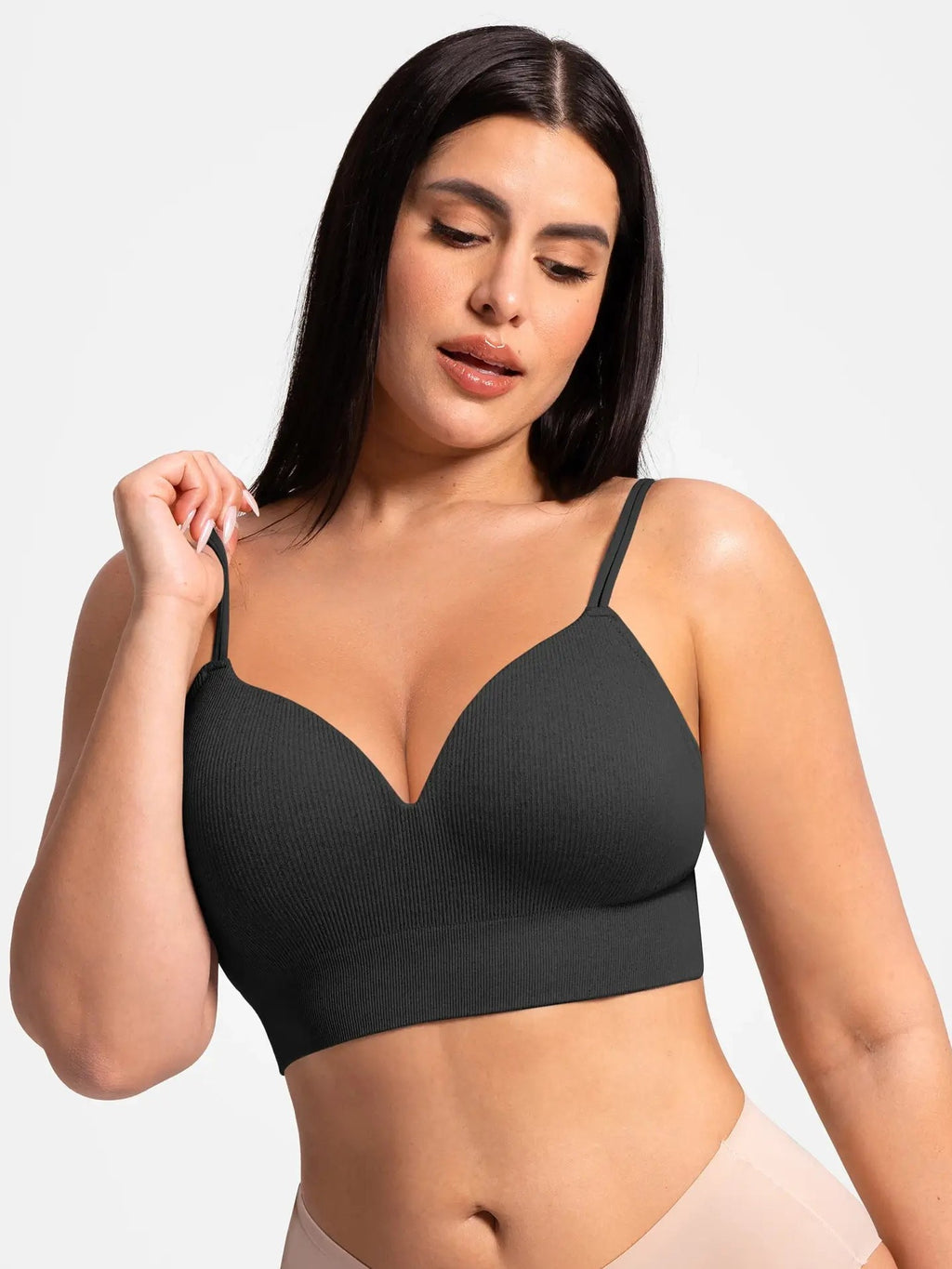 Lift Adjustable Seamless Wireless Ribbed Bra