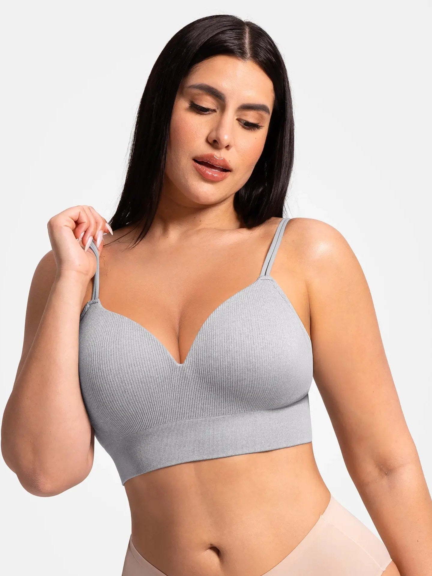 Lift Adjustable Seamless Wireless Ribbed Bra