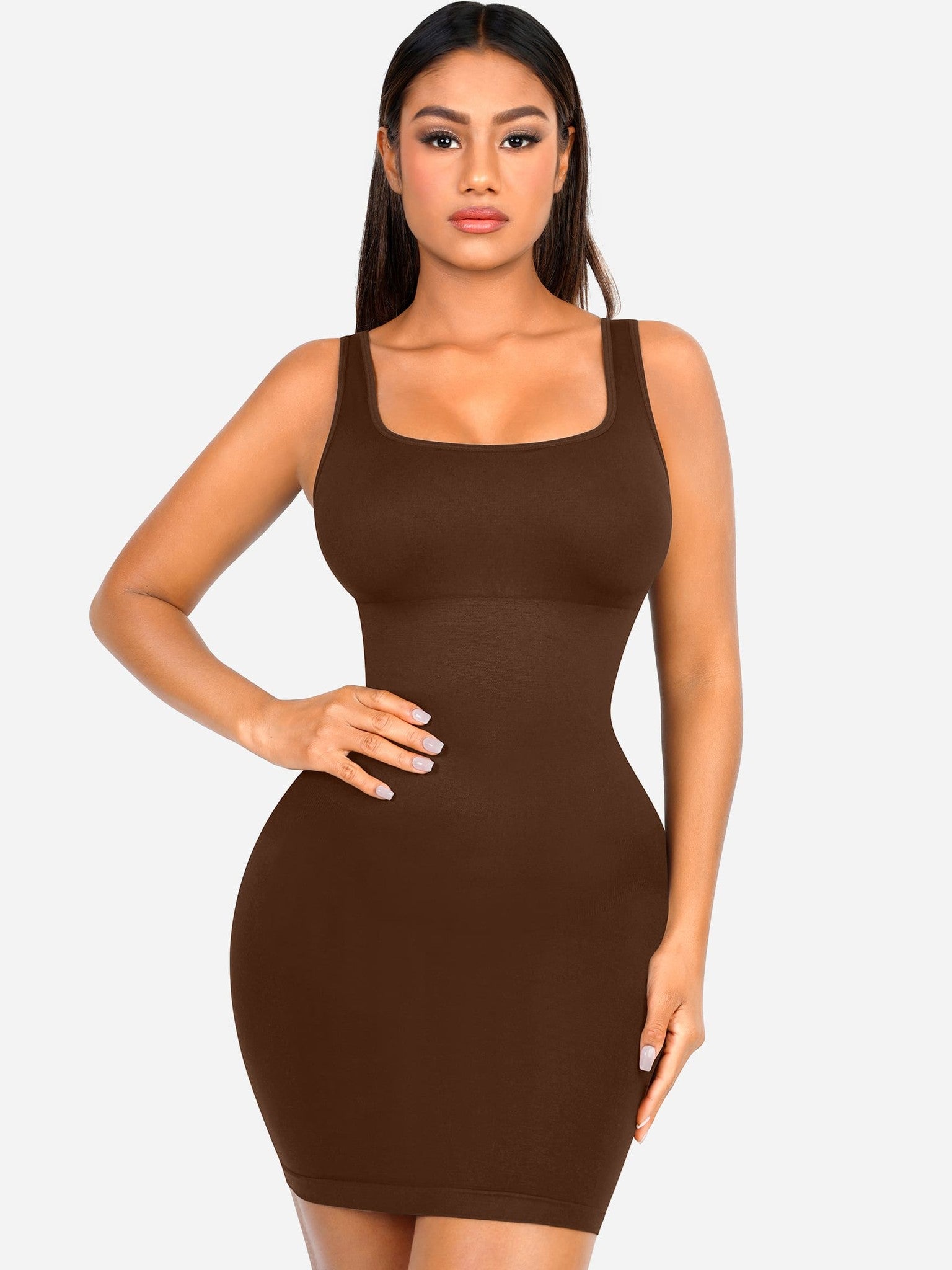 Tummy Control Square Neck Everyday Dress