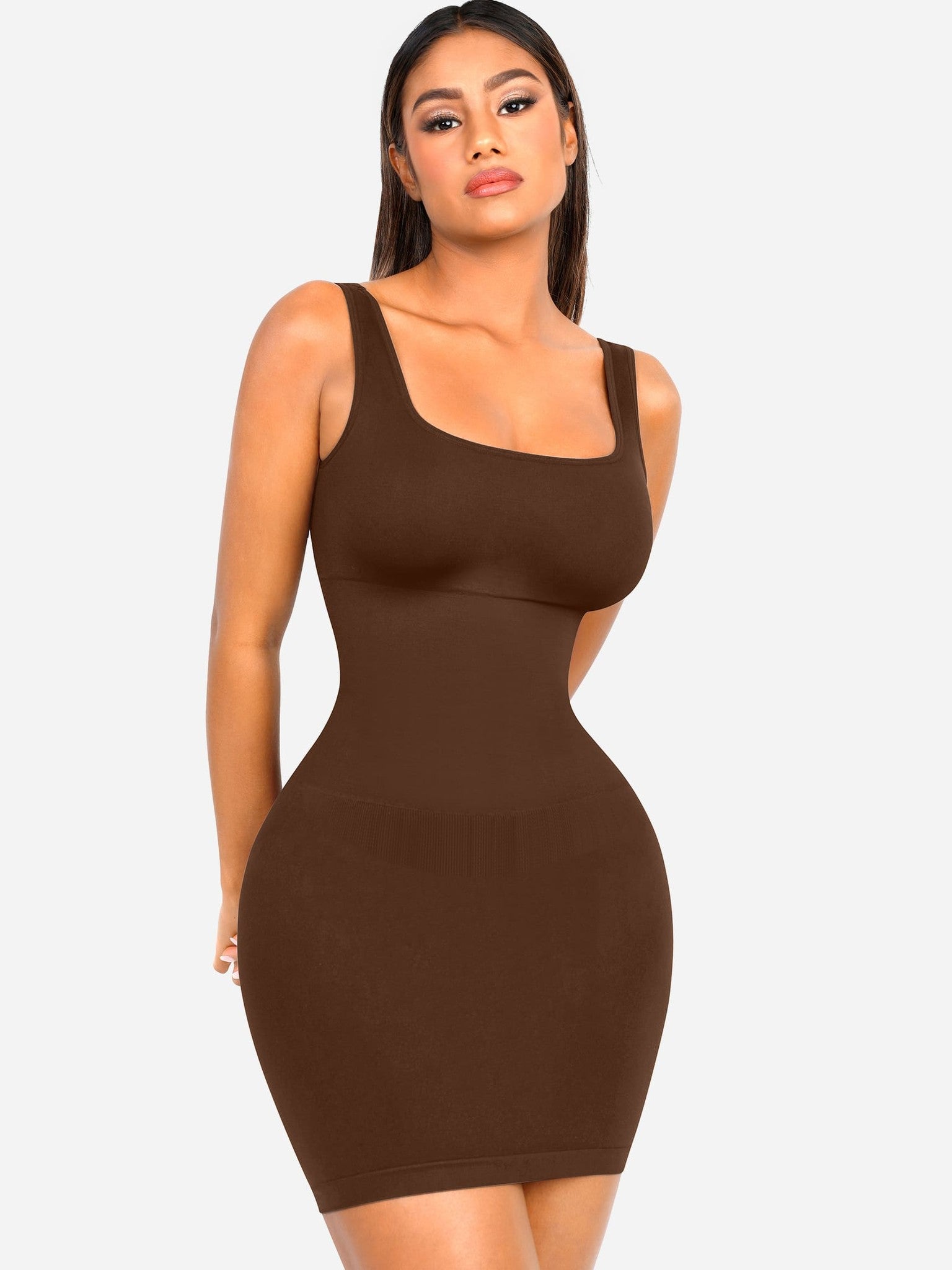 Tummy Control Square Neck Everyday Dress