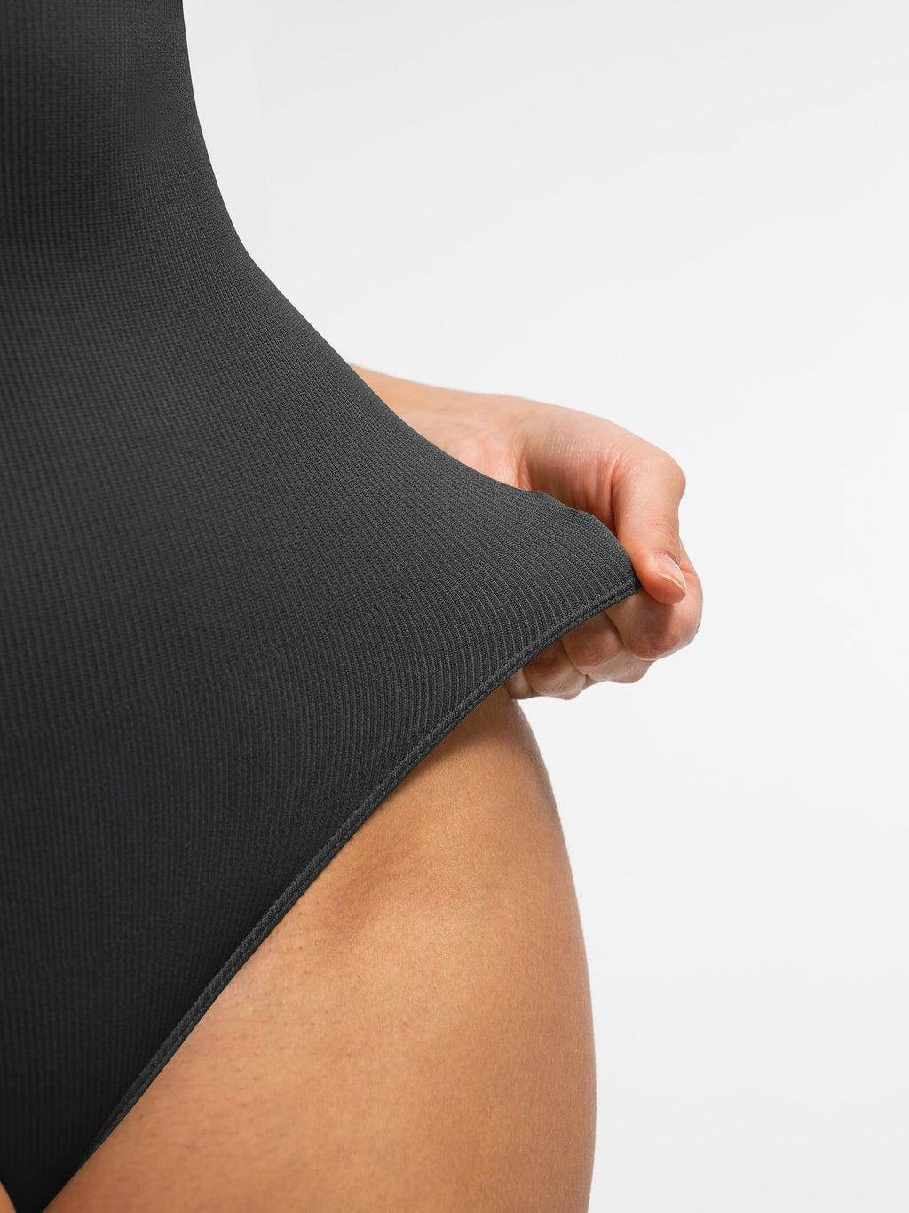 Crew Neck Invisible Zip Ribbed Seamless Bodysuit