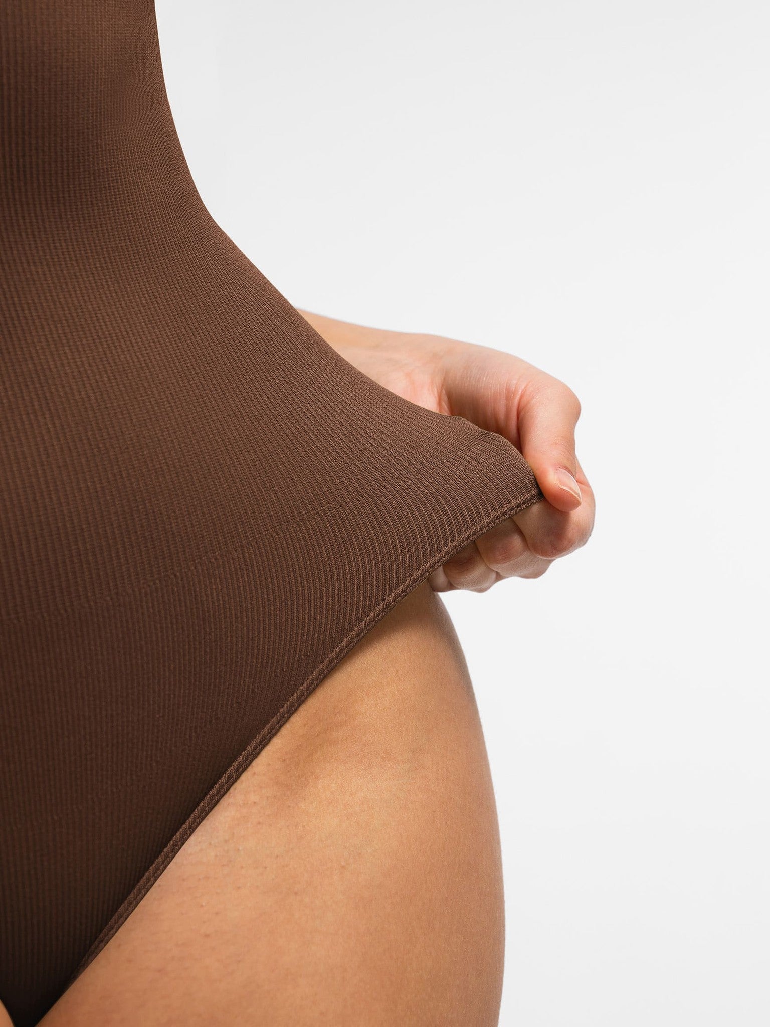 Crew Neck Invisible Zip Ribbed Seamless Bodysuit