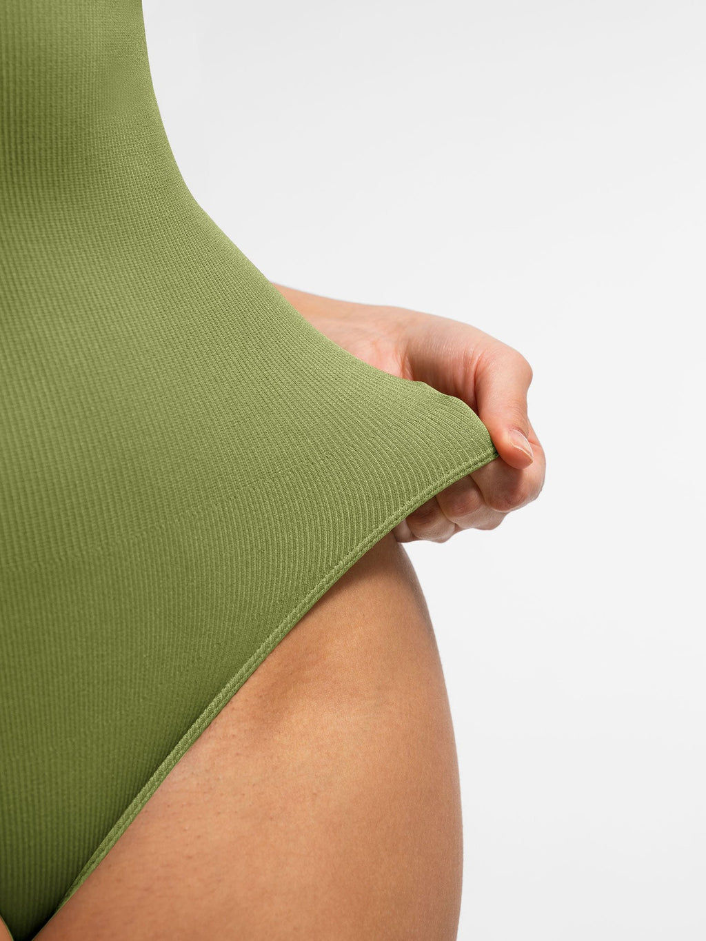 Crew Neck Invisible Zip Ribbed Seamless Bodysuit