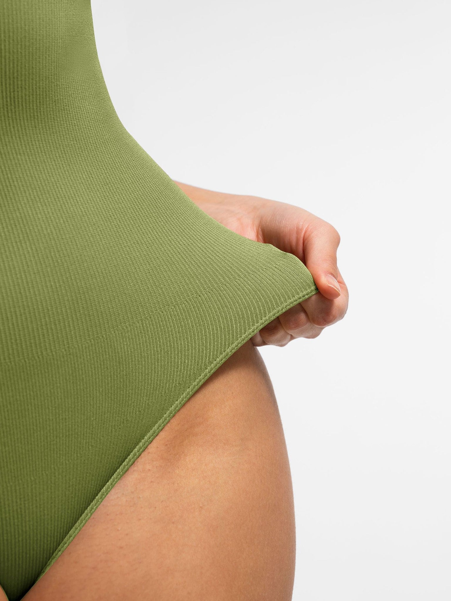 Crew Neck Invisible Zip Ribbed Seamless Bodysuit
