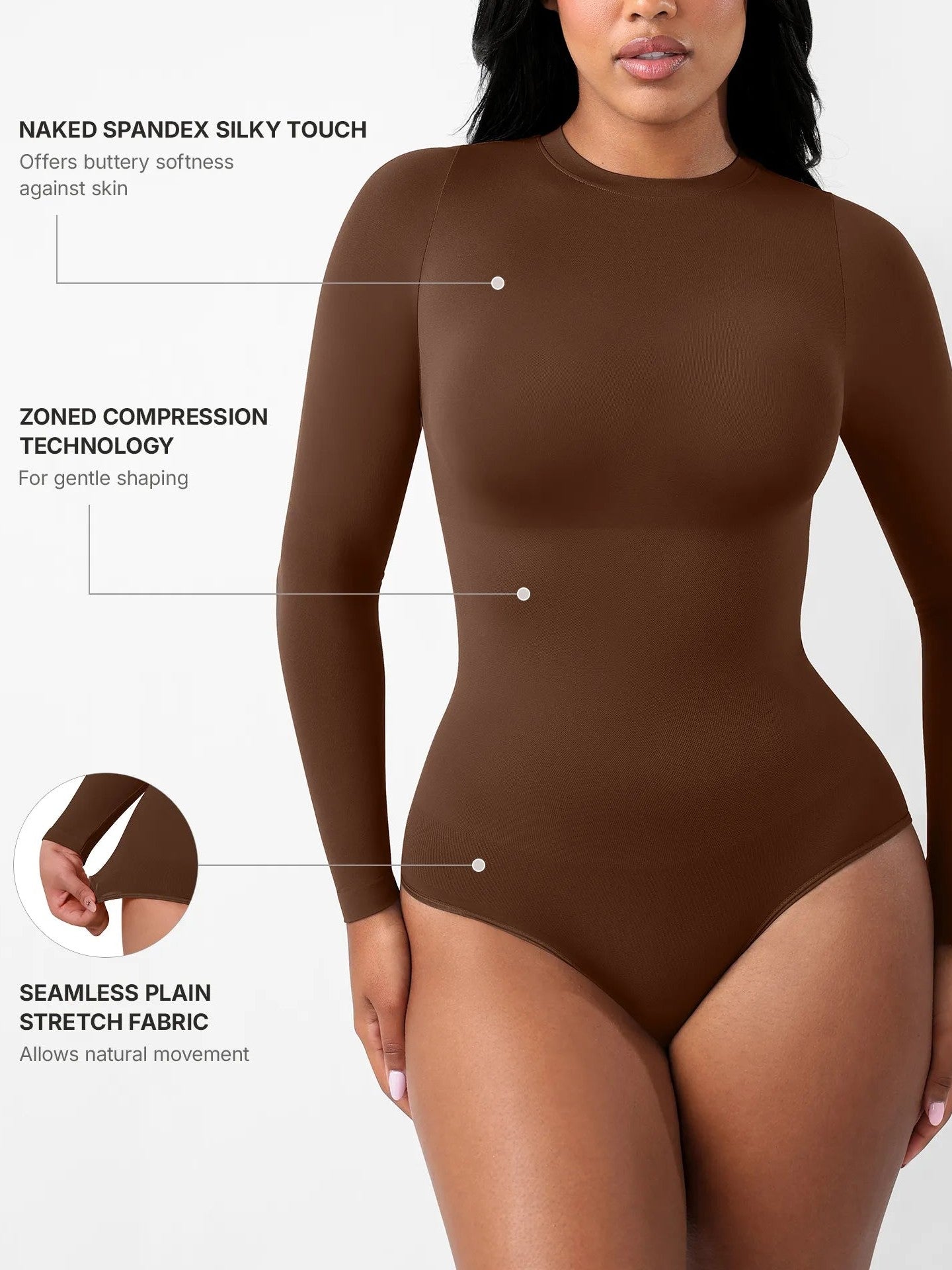 Feelingirl Seamless Ultra-Soft Crew Neck Bodysuit