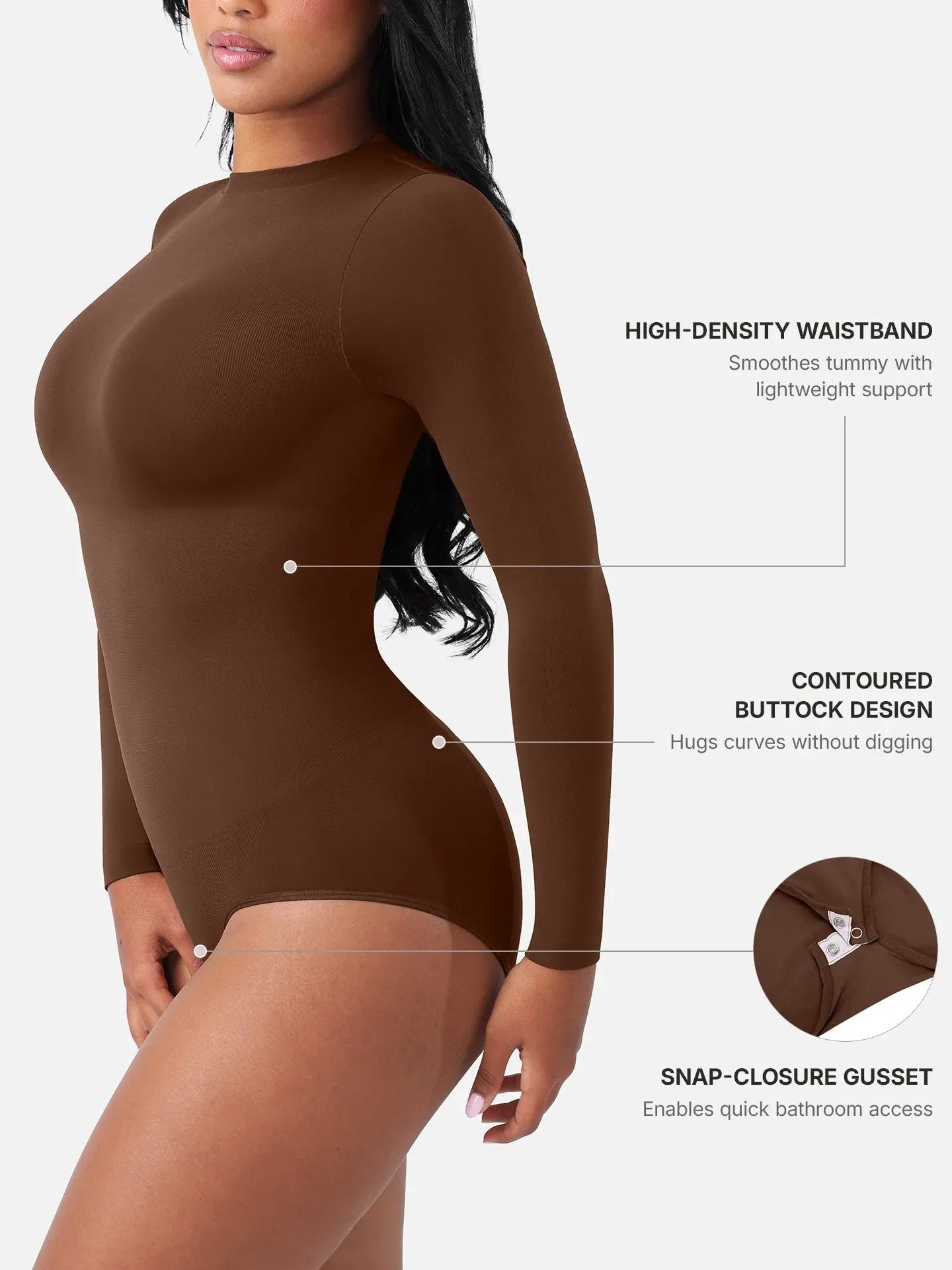 Feelingirl Seamless Ultra-Soft Crew Neck Bodysuit