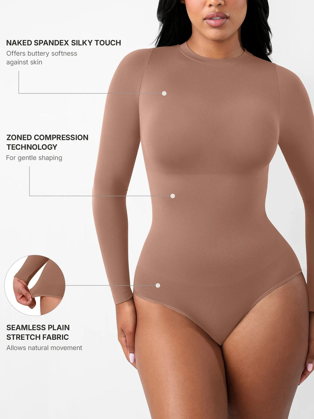 Feelingirl Seamless Ultra-Soft Crew Neck Bodysuit