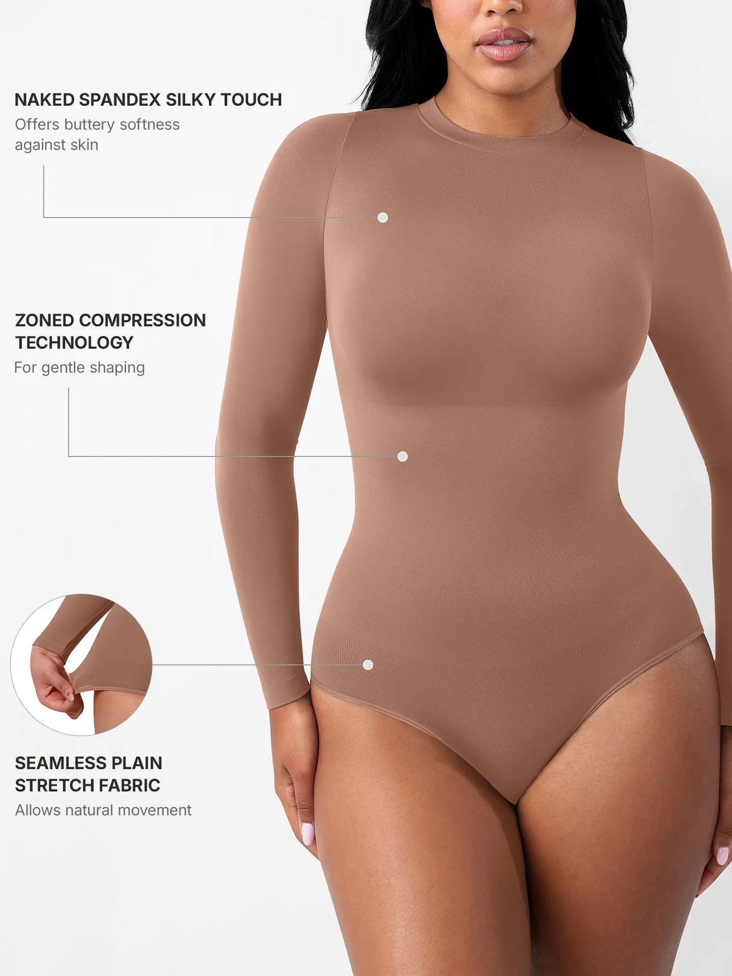 Feelingirl Seamless Ultra-Soft Crew Neck Bodysuit