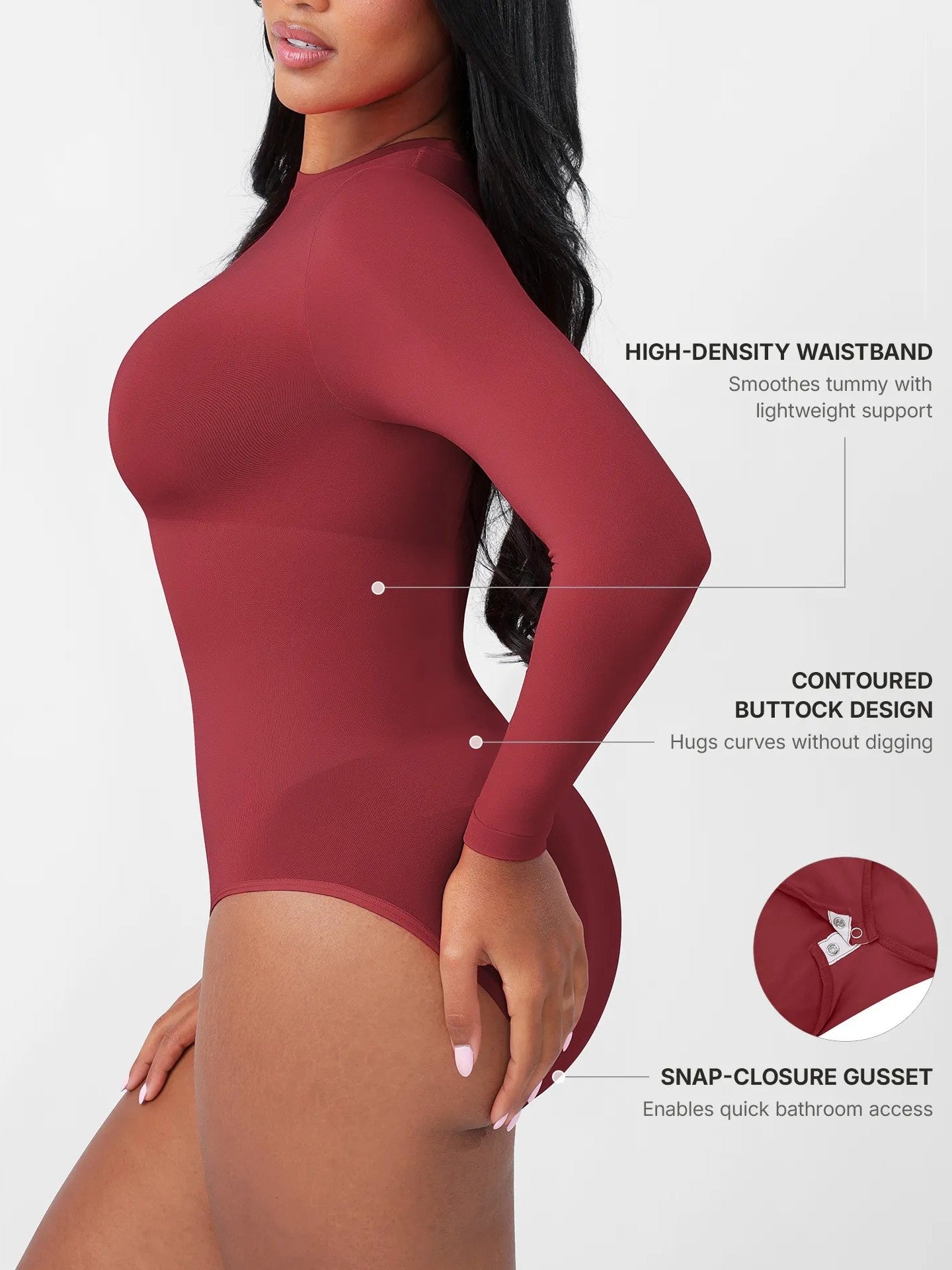 Feelingirl Seamless Ultra-Soft Crew Neck Bodysuit