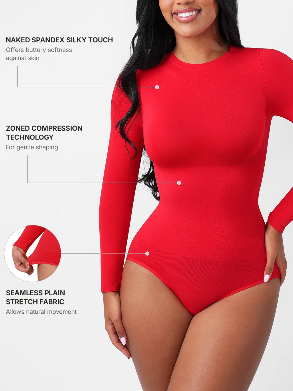 Feelingirl Seamless Ultra-Soft Crew Neck Bodysuit