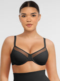 Feelingirl Sheer Mesh Full Coverage Unpadded Underwire Bra